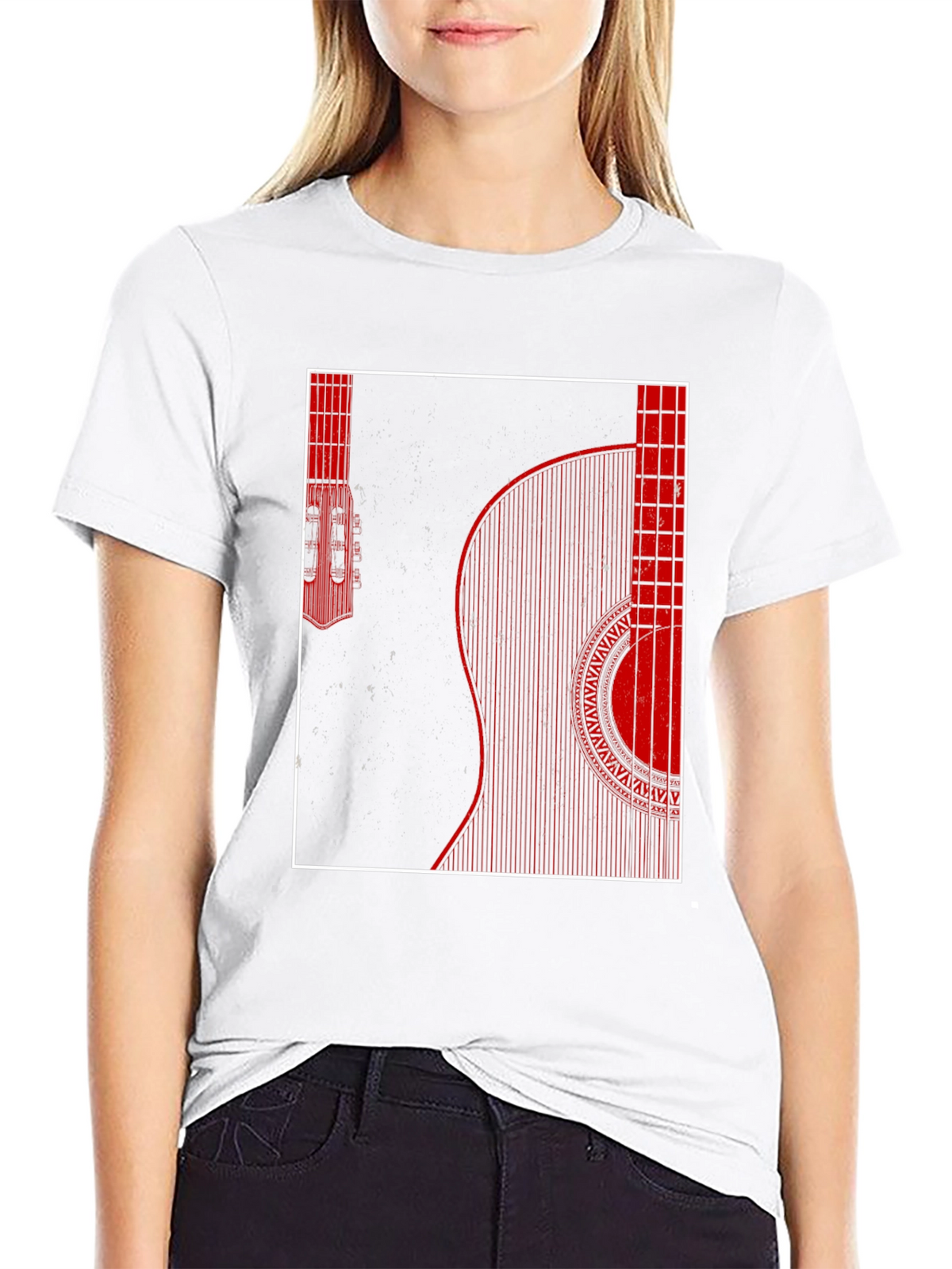 Guitar Graphic Print Mens Black T-Shirt