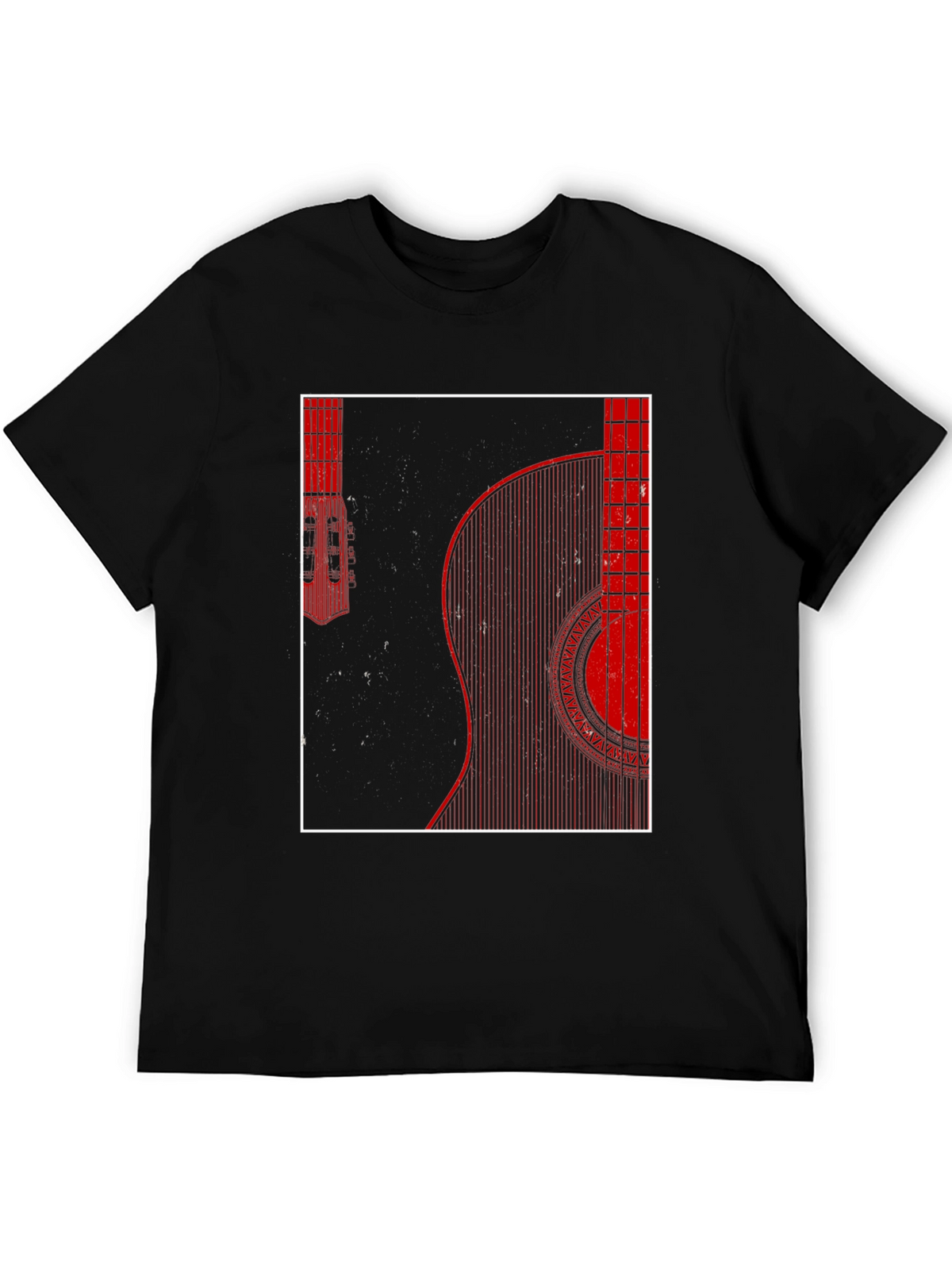Guitar Graphic Print Mens Black T-Shirt