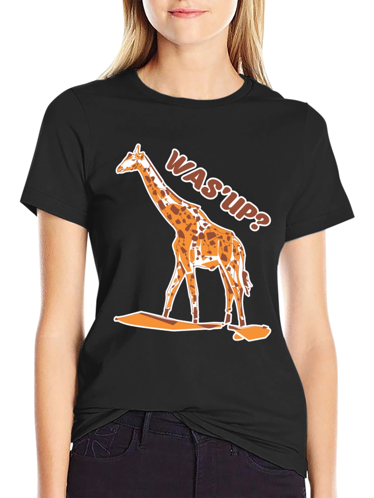 Giraffe WasUp Graphic Tee - Black T-Shirt