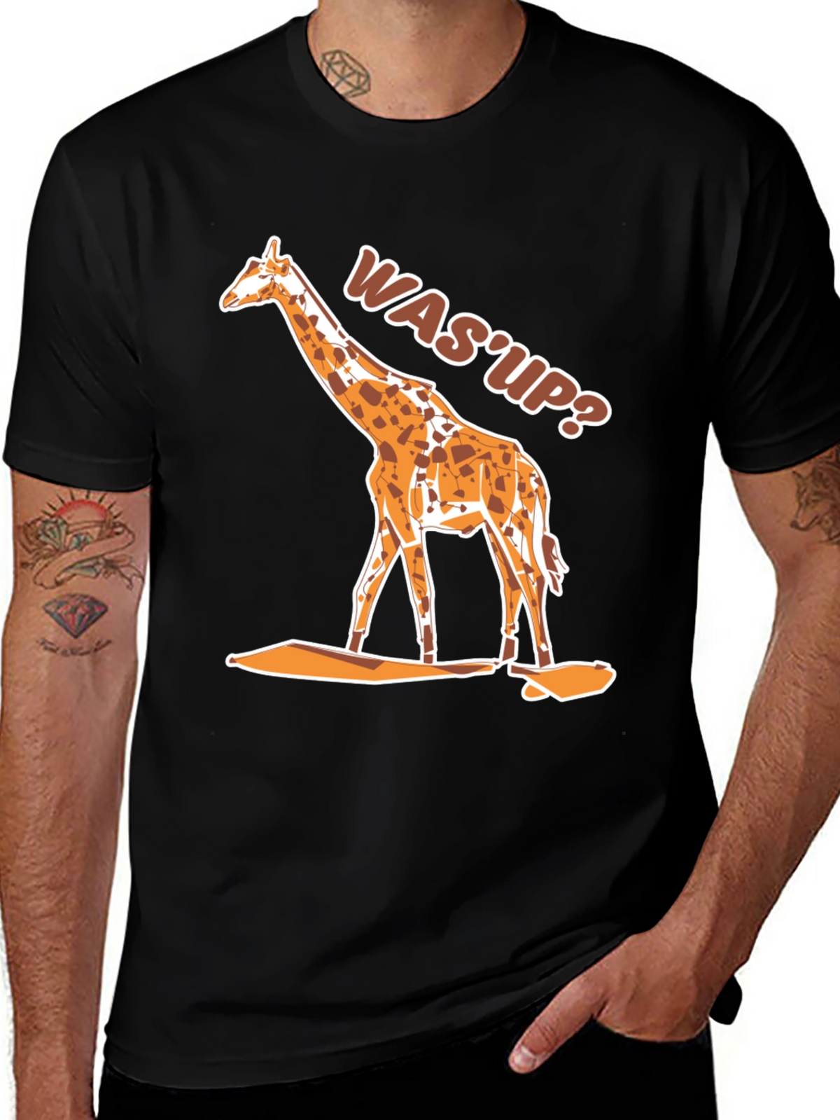Giraffe WasUp Graphic Tee - Black T-Shirt