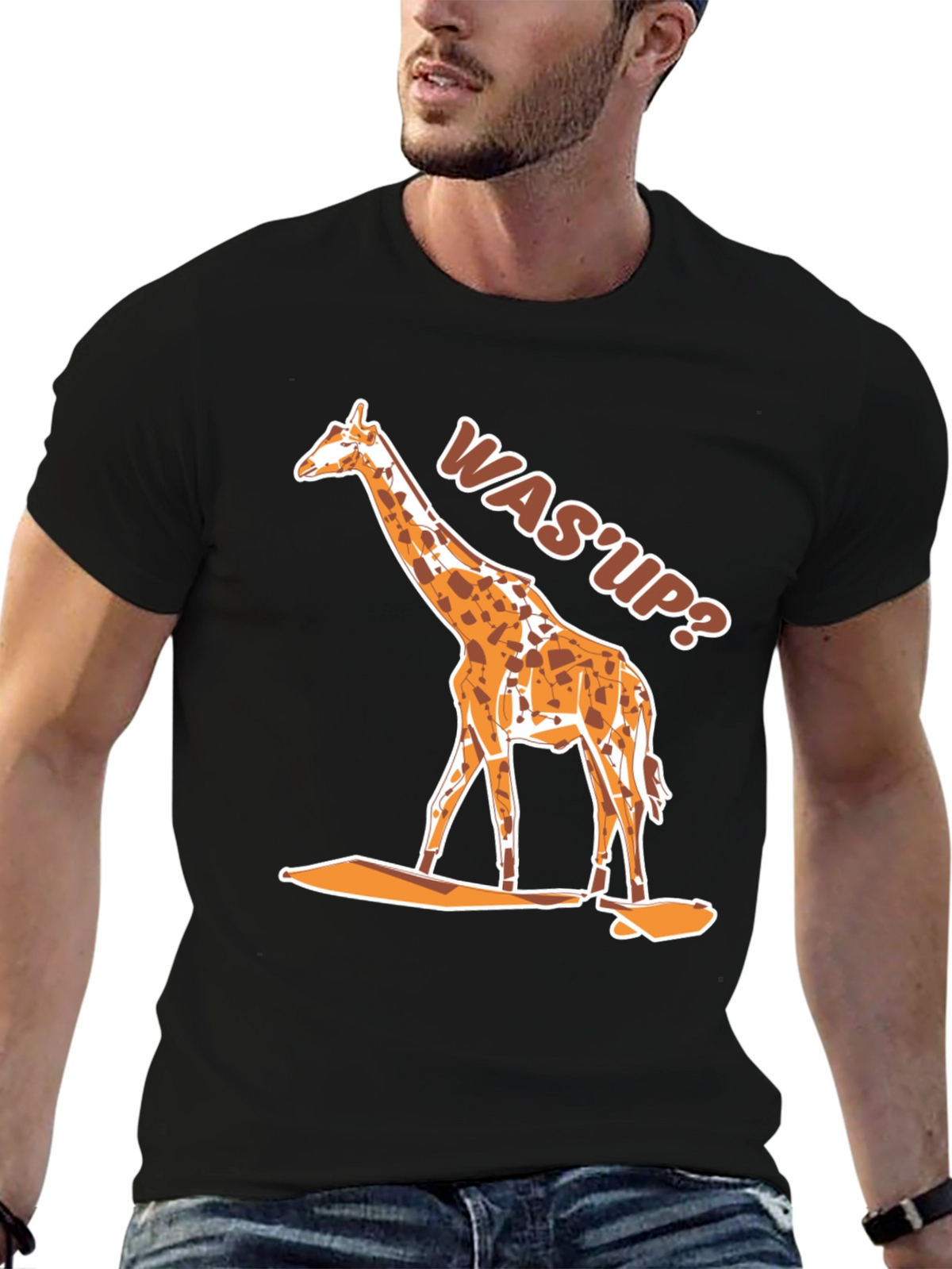 Giraffe WasUp Graphic Tee - Black T-Shirt