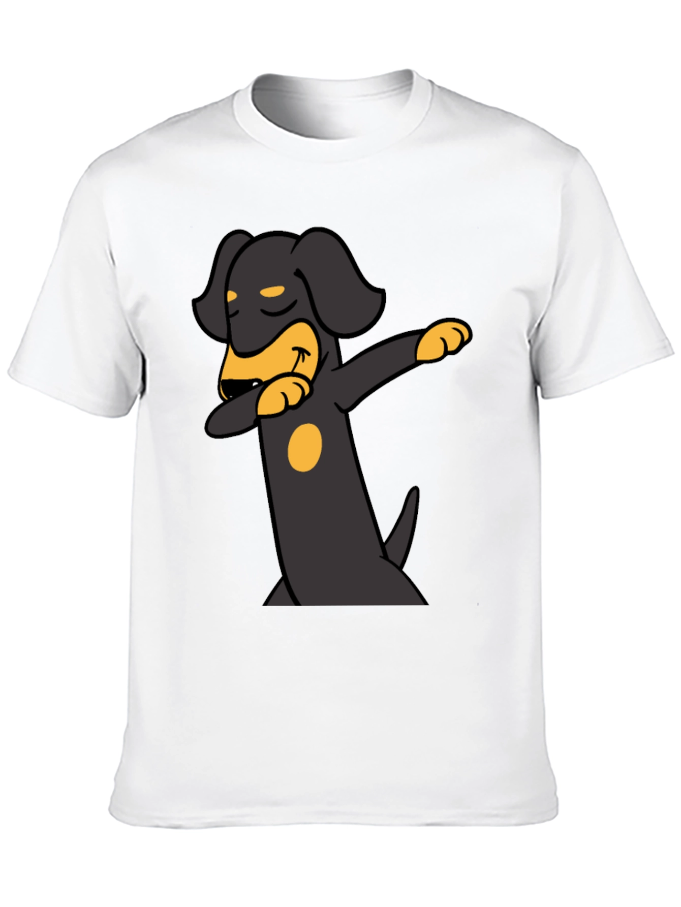 Dachshund Dabbing Graphic Tee - Black Cotton Blend