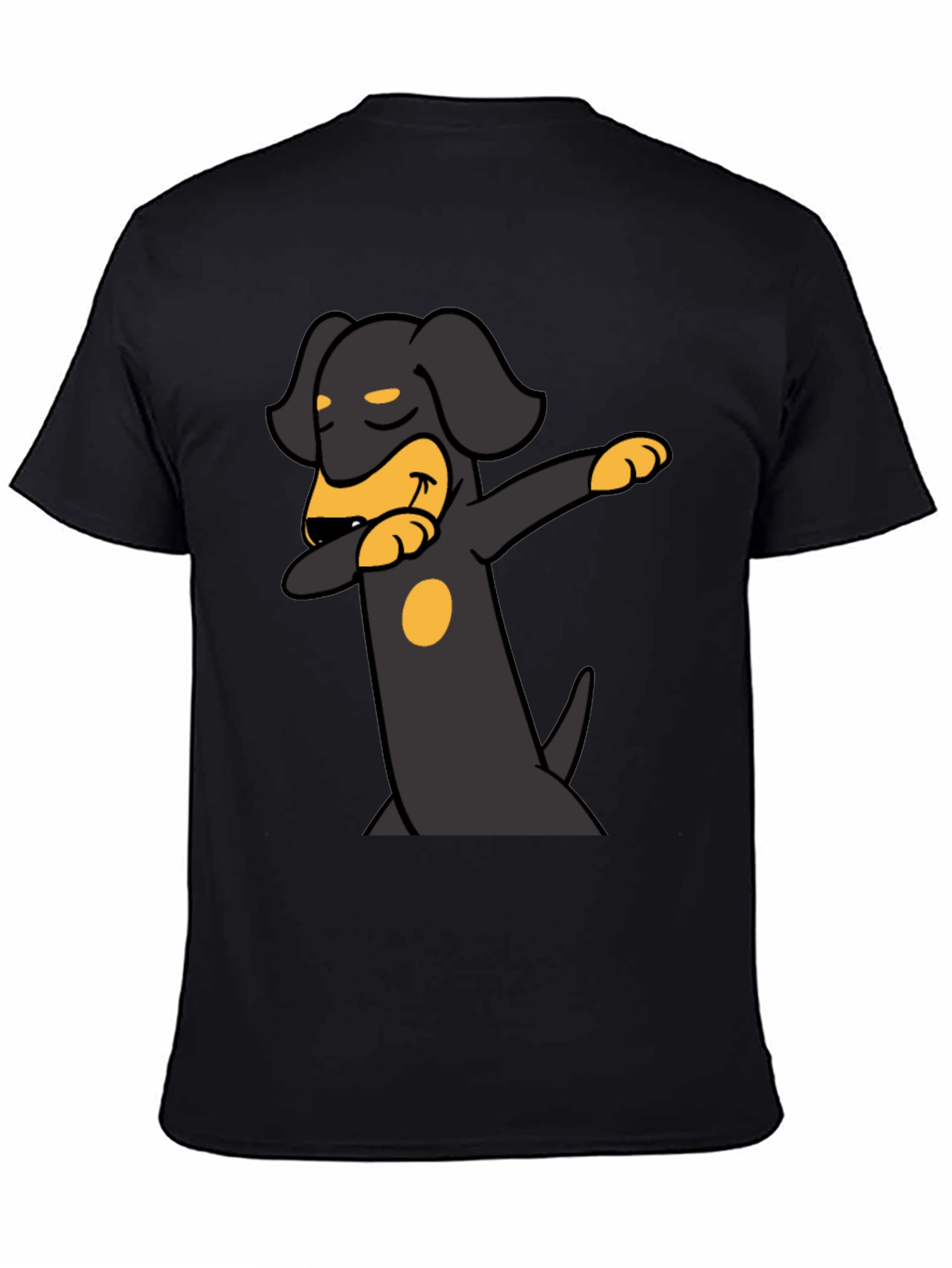 Dachshund Dabbing Graphic Tee - Black Cotton Blend