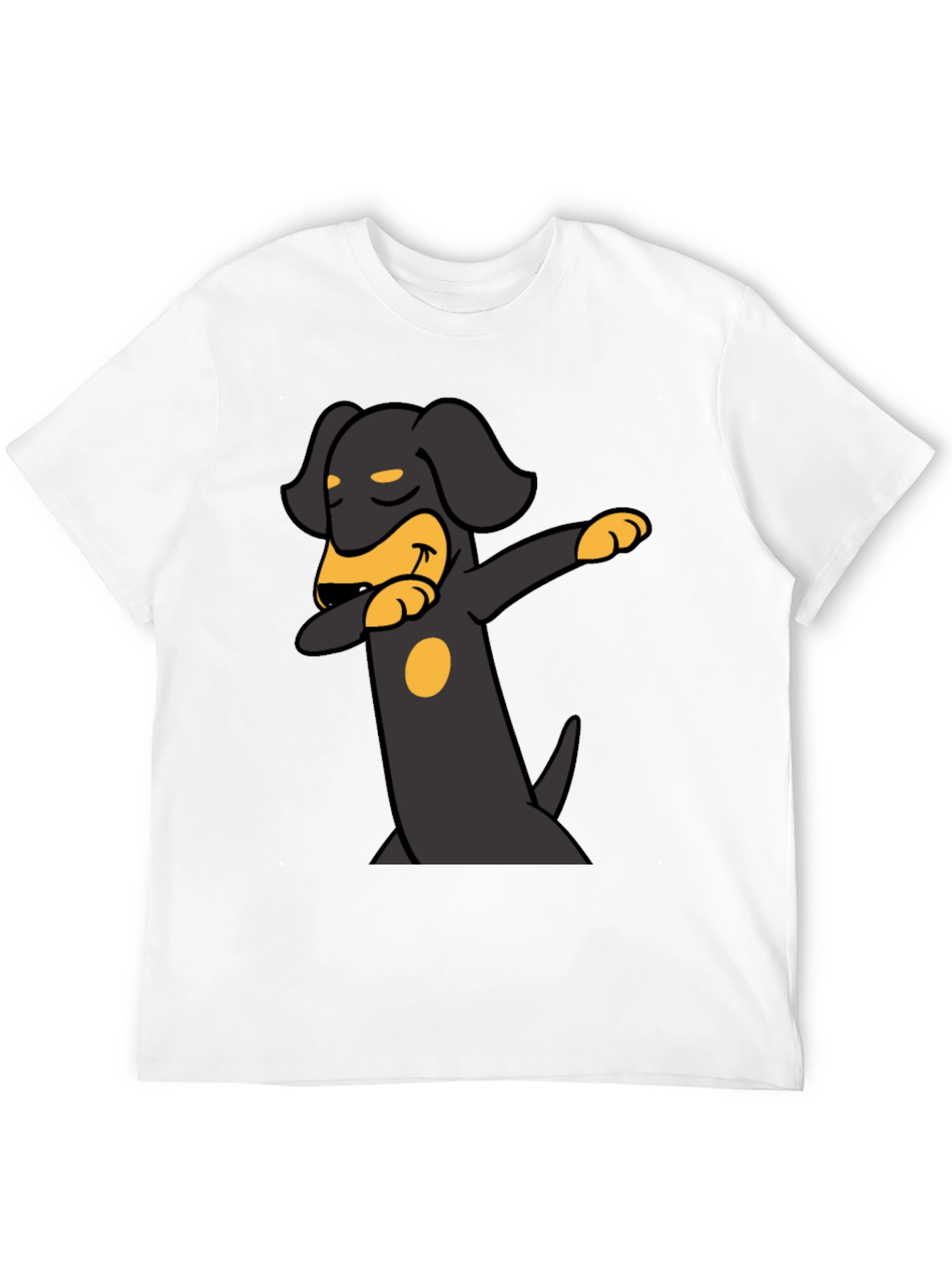 Dachshund Dabbing Graphic Tee - Black Cotton Blend