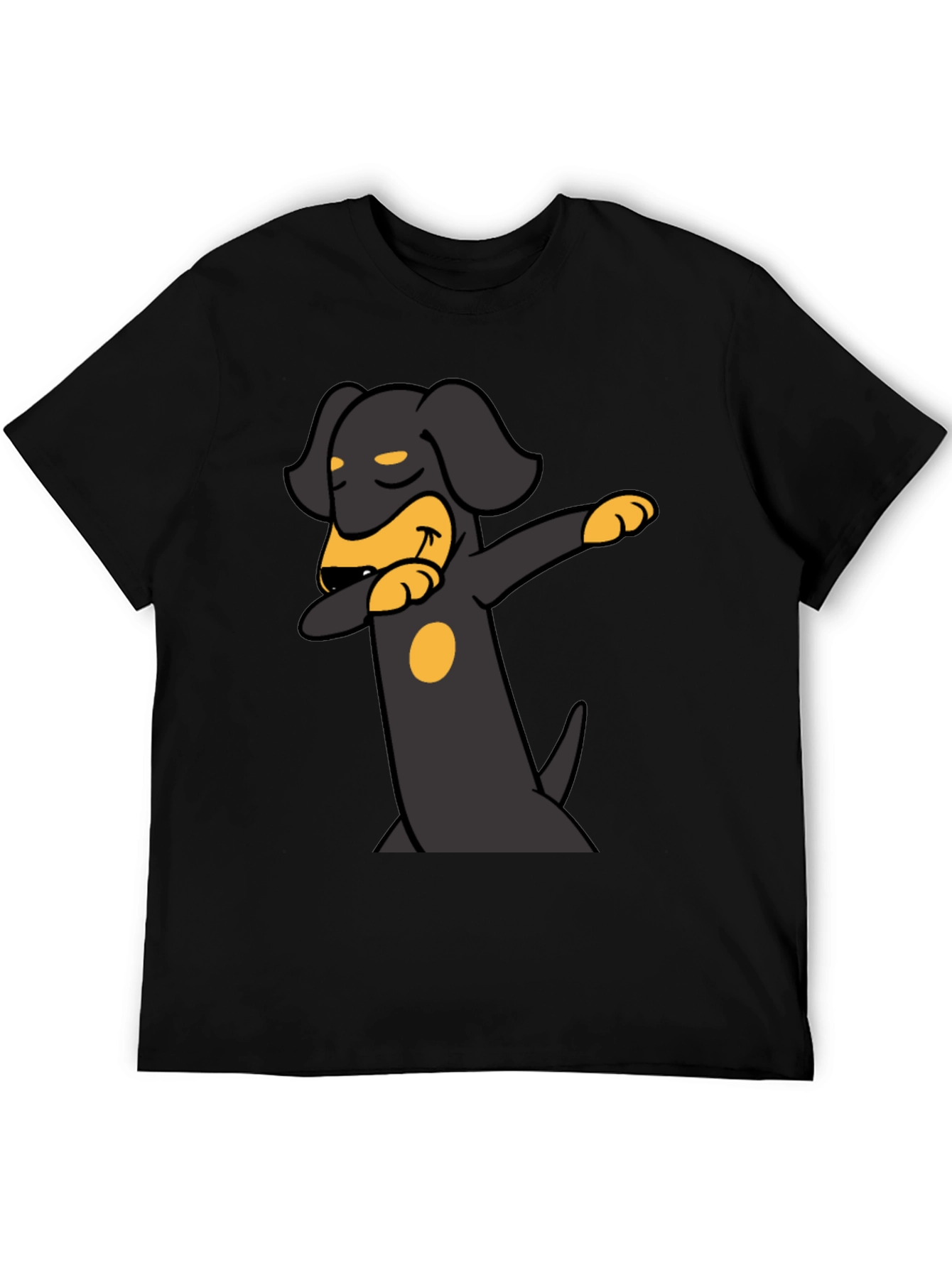Dachshund Dabbing Graphic Tee - Black Cotton Blend