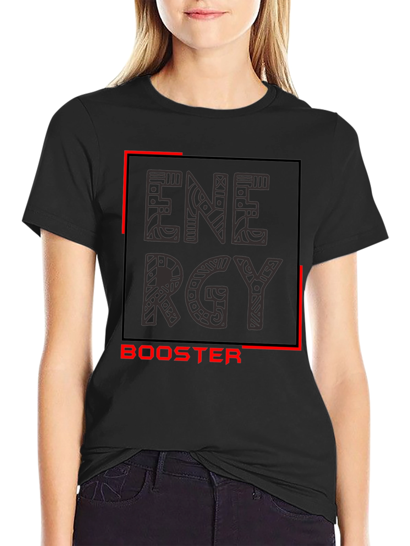 Energy Booster Graphic Tee - Stylish Mens Black T-Shirt