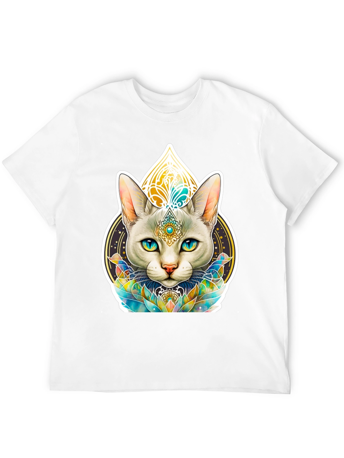 Mystical Cat Graphic Tee - Black T-Shirt