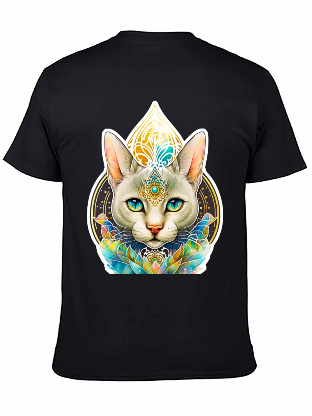Mystical Cat Graphic Tee - Black T-Shirt