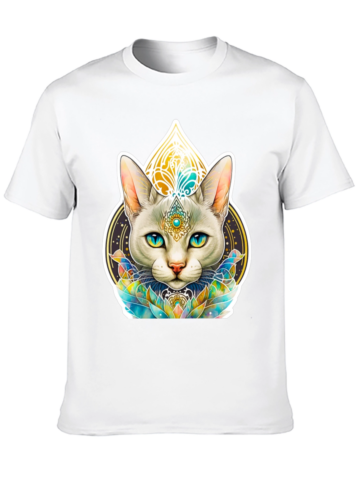 Mystical Cat Graphic Tee - Black T-Shirt