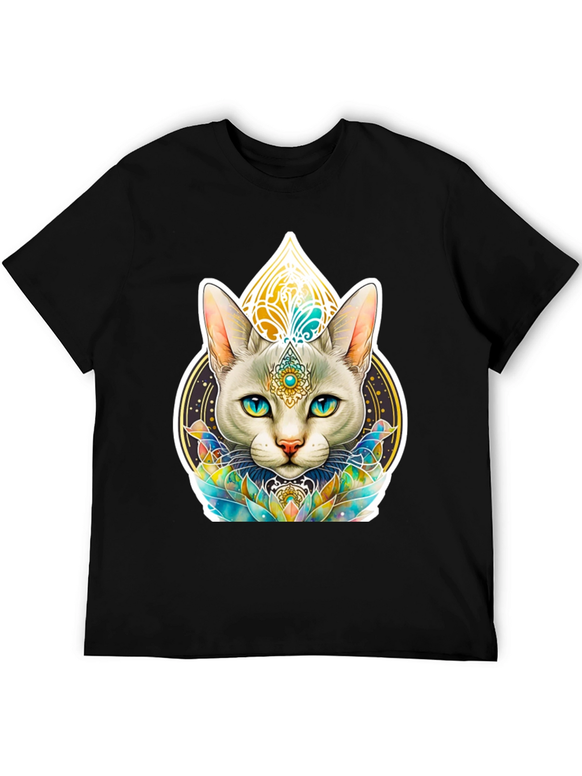 Mystical Cat Graphic Tee - Black T-Shirt