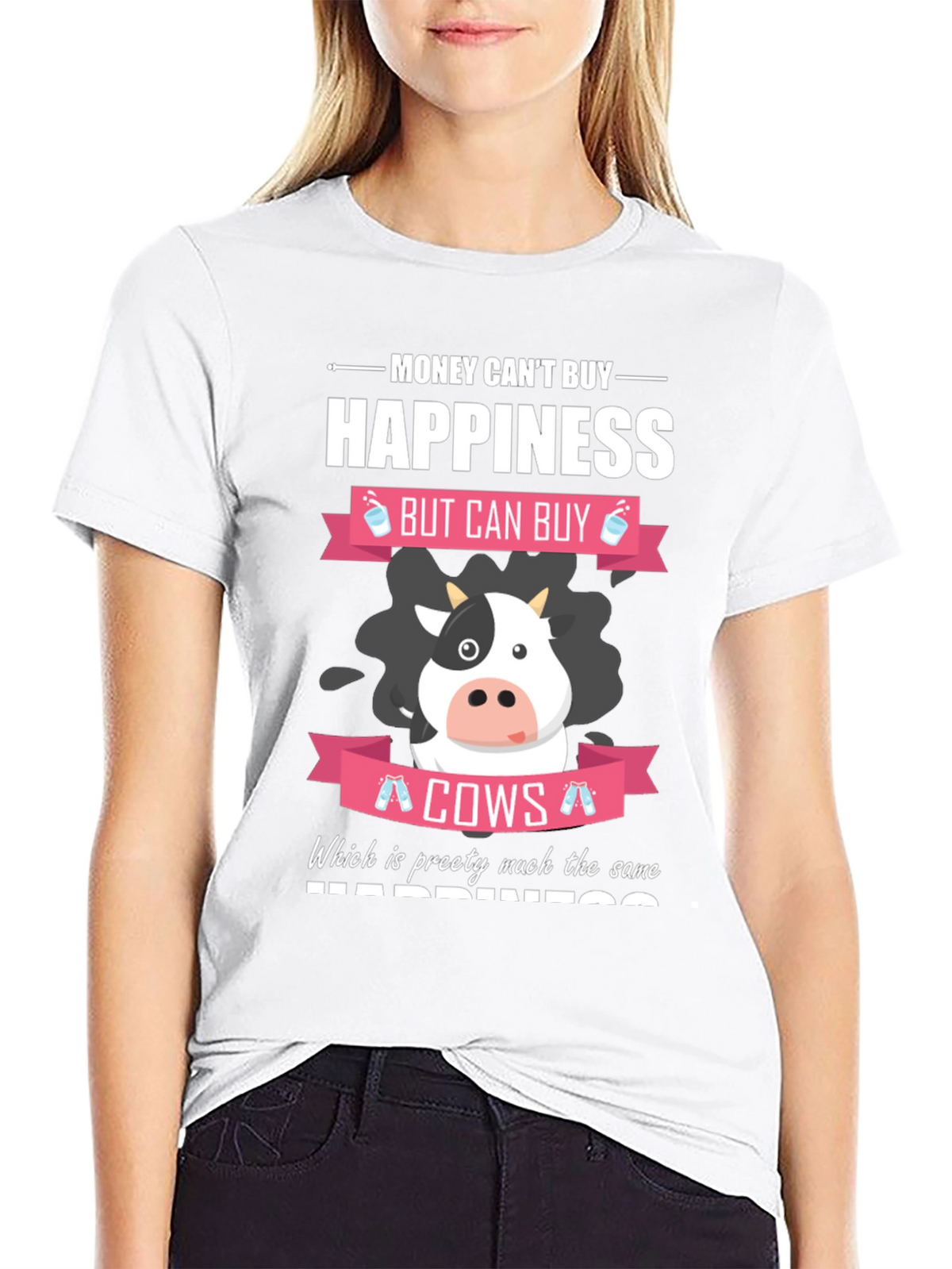 Money Cant Buy Happiness Funny Cow T-Shirt