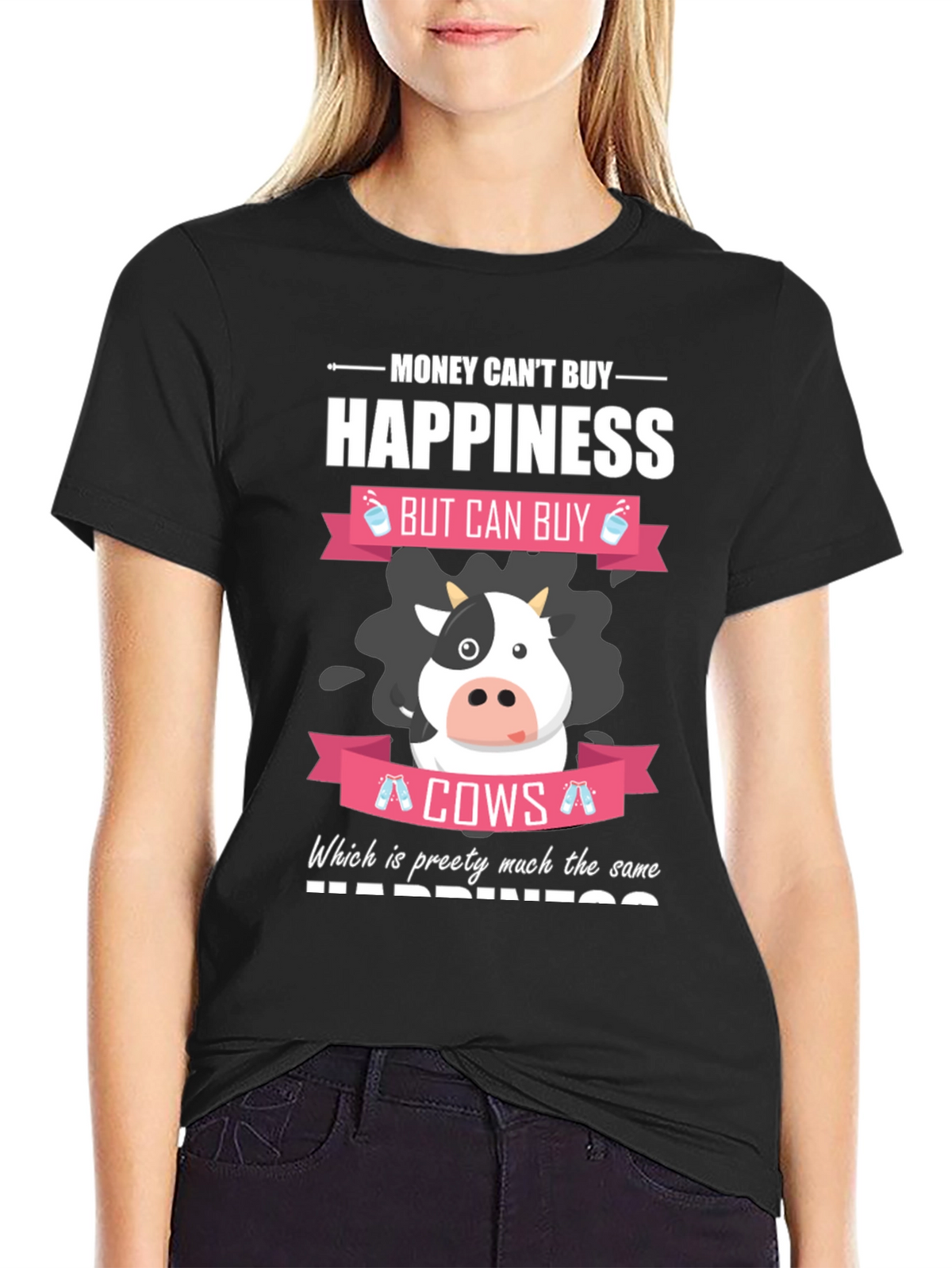 Money Cant Buy Happiness Funny Cow T-Shirt