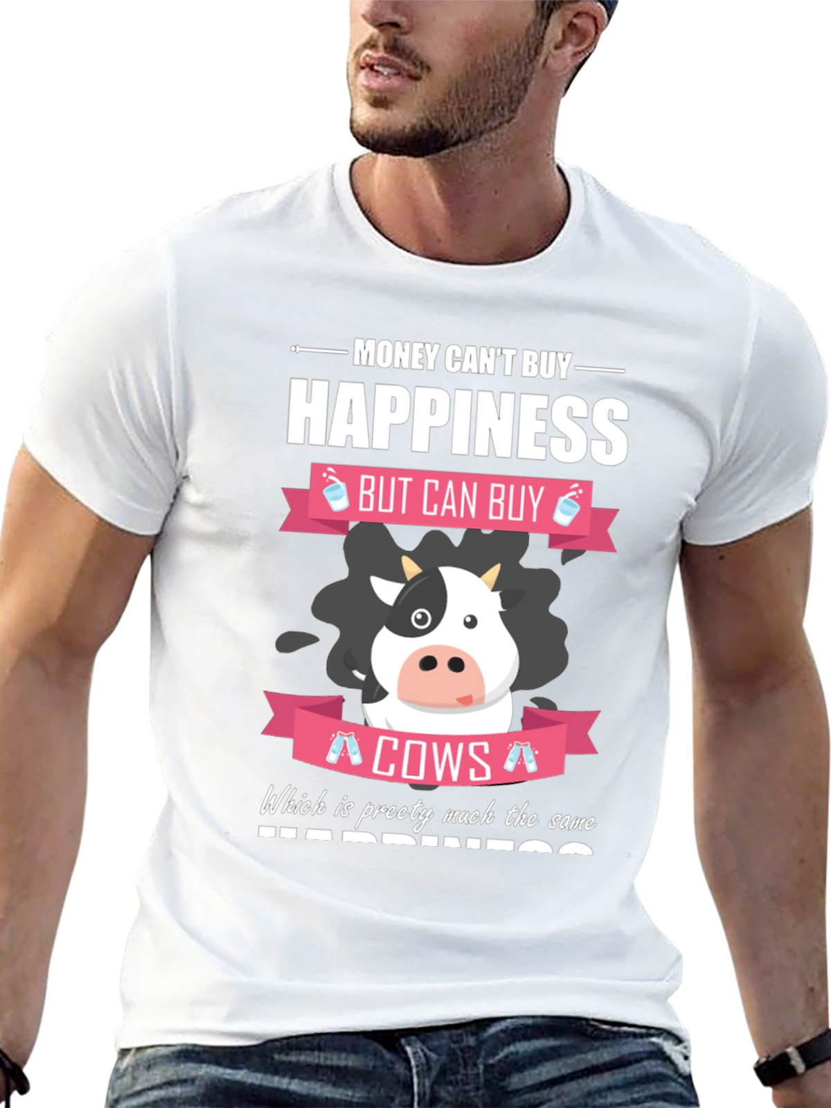 Money Cant Buy Happiness Funny Cow T-Shirt