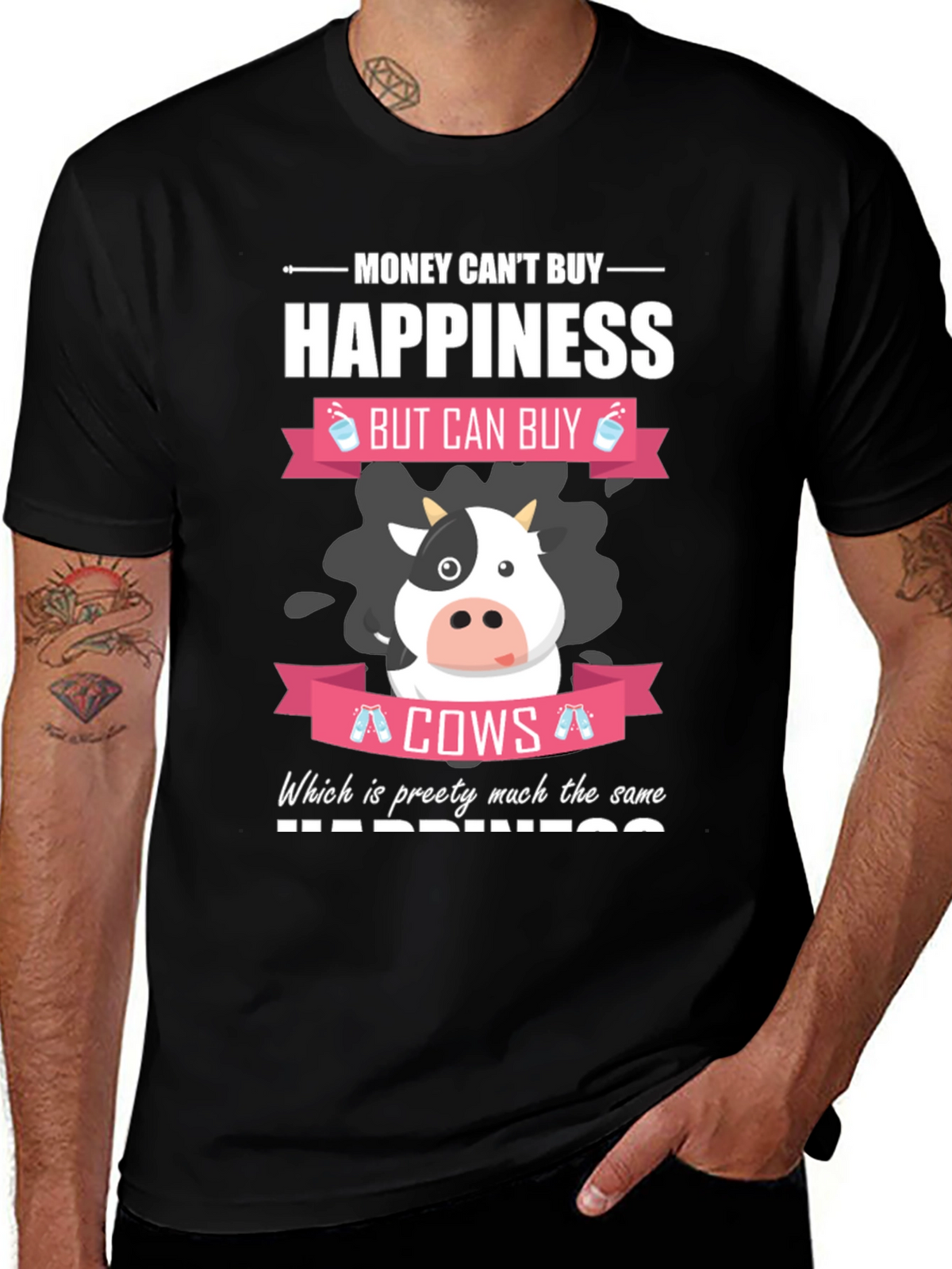 Money Cant Buy Happiness Funny Cow T-Shirt