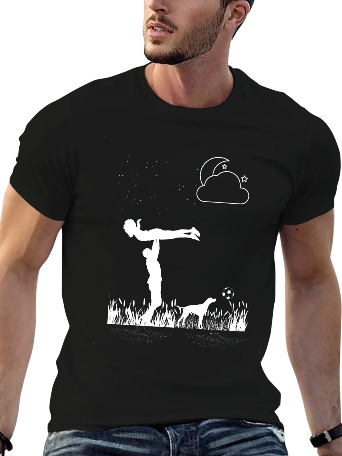 Romantic Scene Graphic Tee - Black Cotton