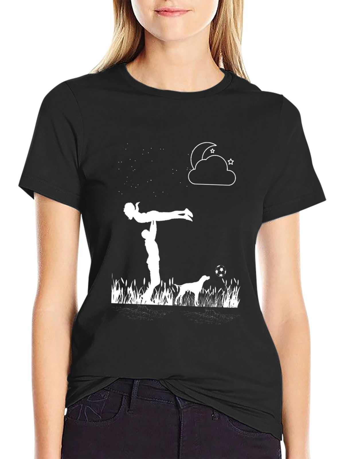 Romantic Scene Graphic Tee - Black Cotton