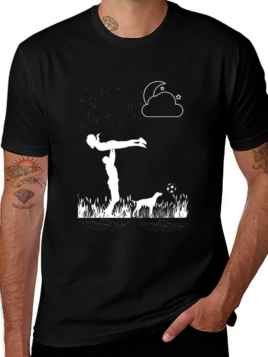 Romantic Scene Graphic Tee - Black Cotton