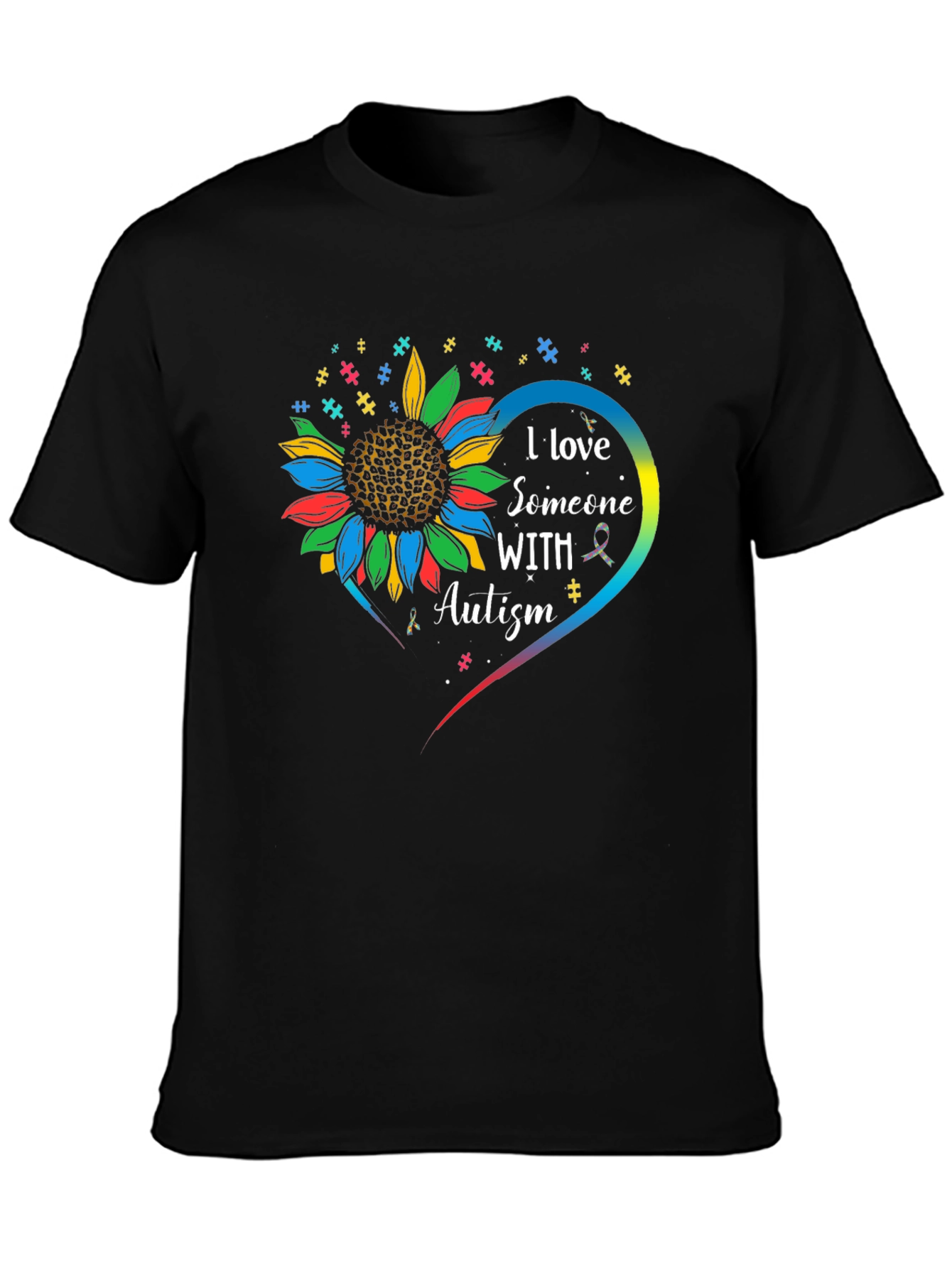 Autism Awareness Sunflower Heart T-Shirt