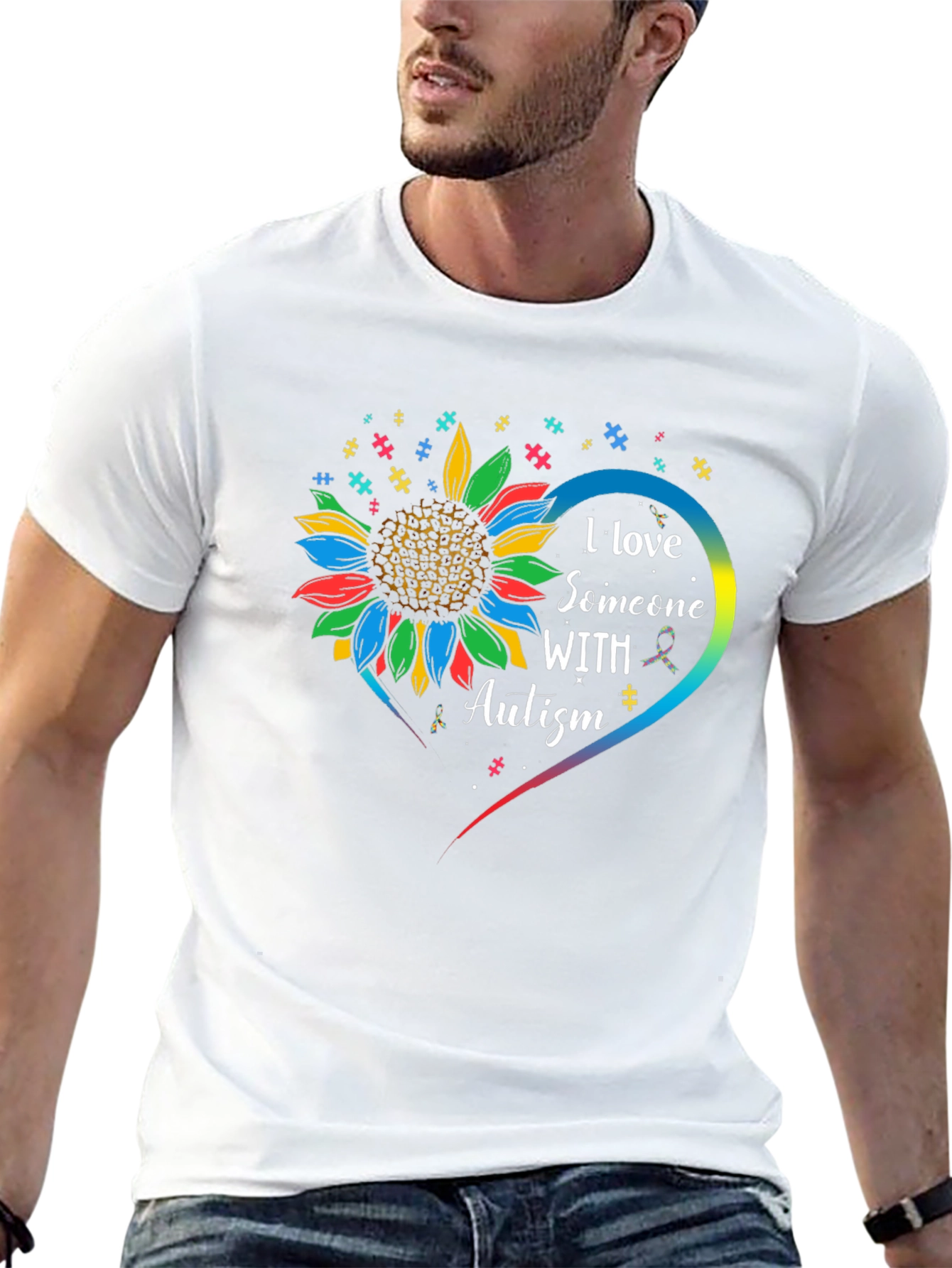 Autism Awareness Sunflower Heart T-Shirt