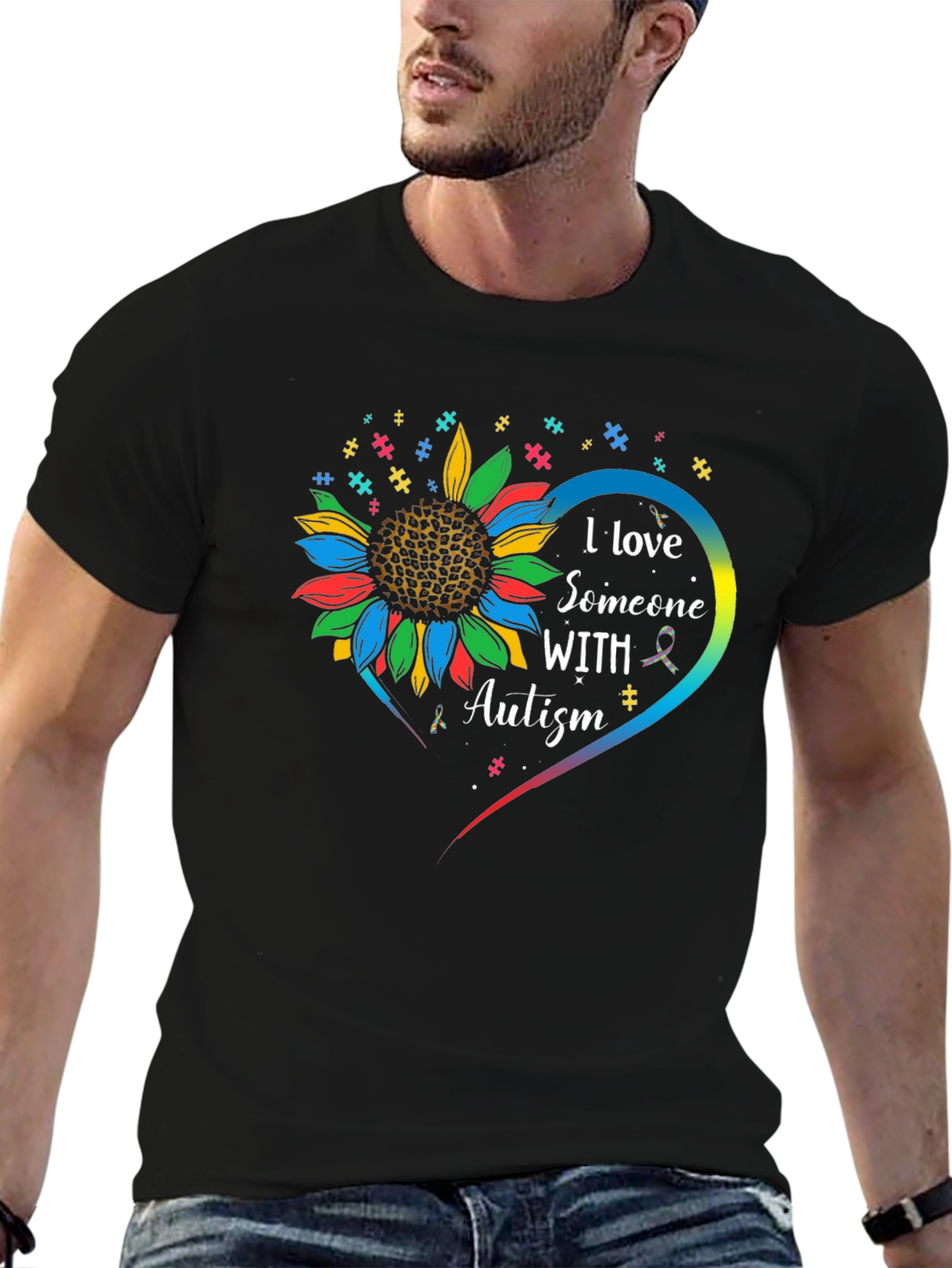Autism Awareness Sunflower Heart T-Shirt