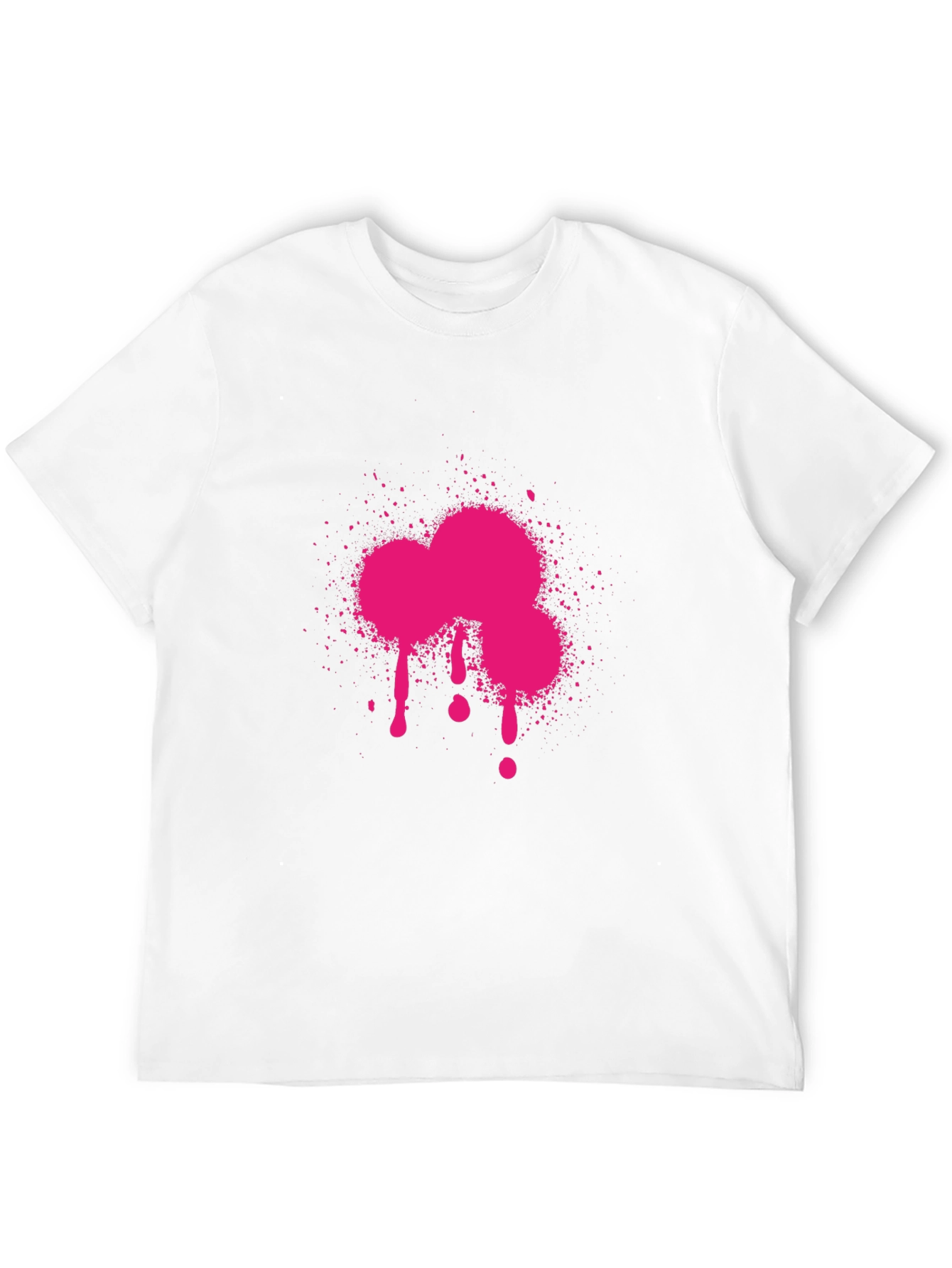 Pink Paint Splatter Graphic Black T-Shirt