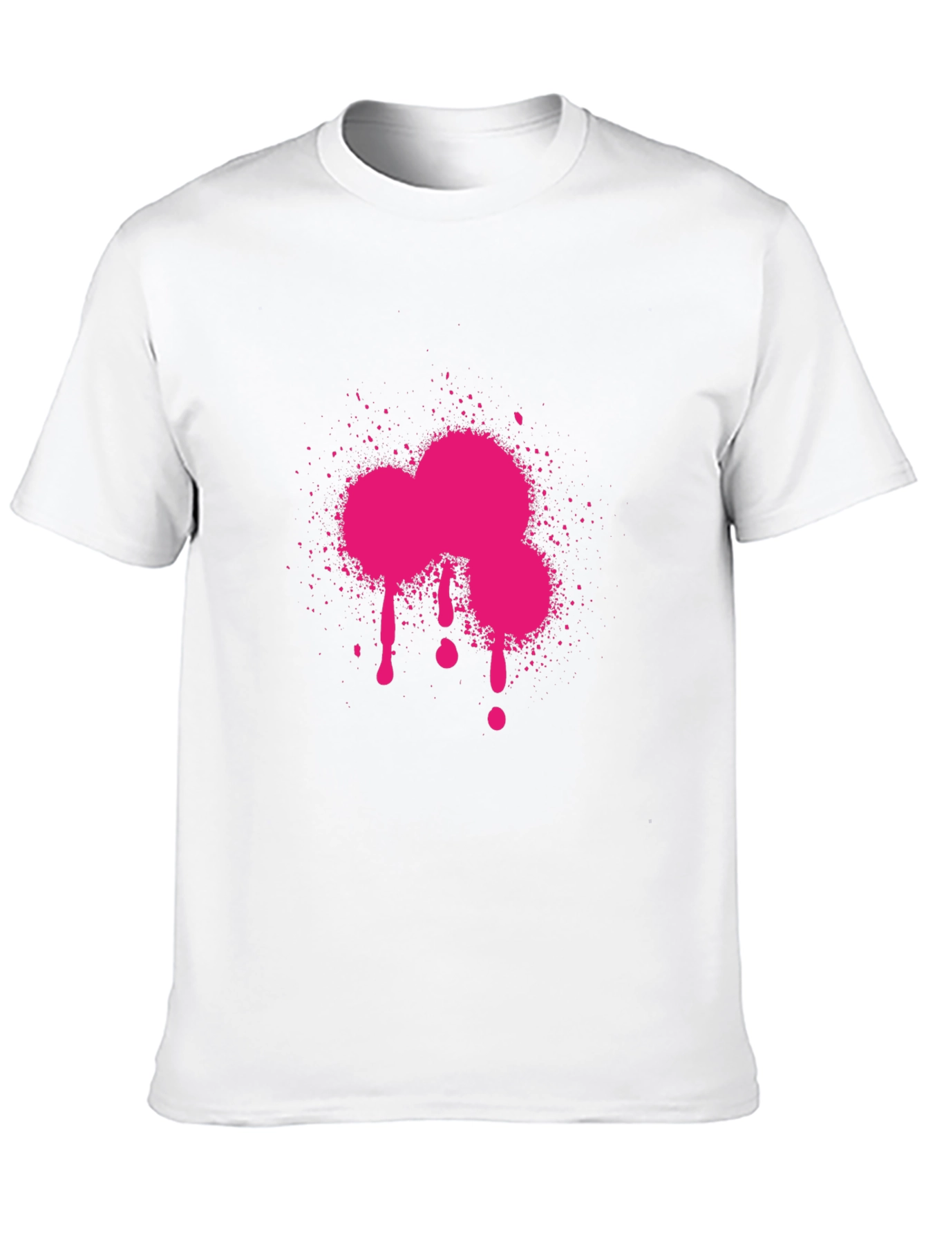 Pink Paint Splatter Graphic Black T-Shirt