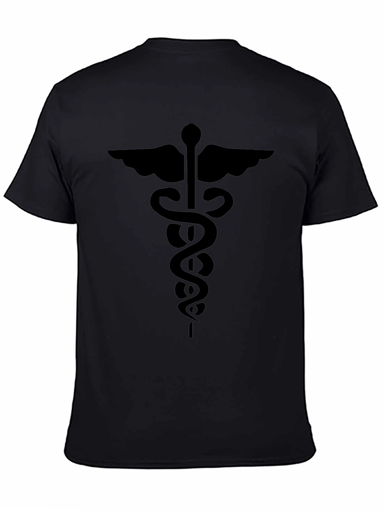 Caduceus Symbol Graphic T-Shirt - Black