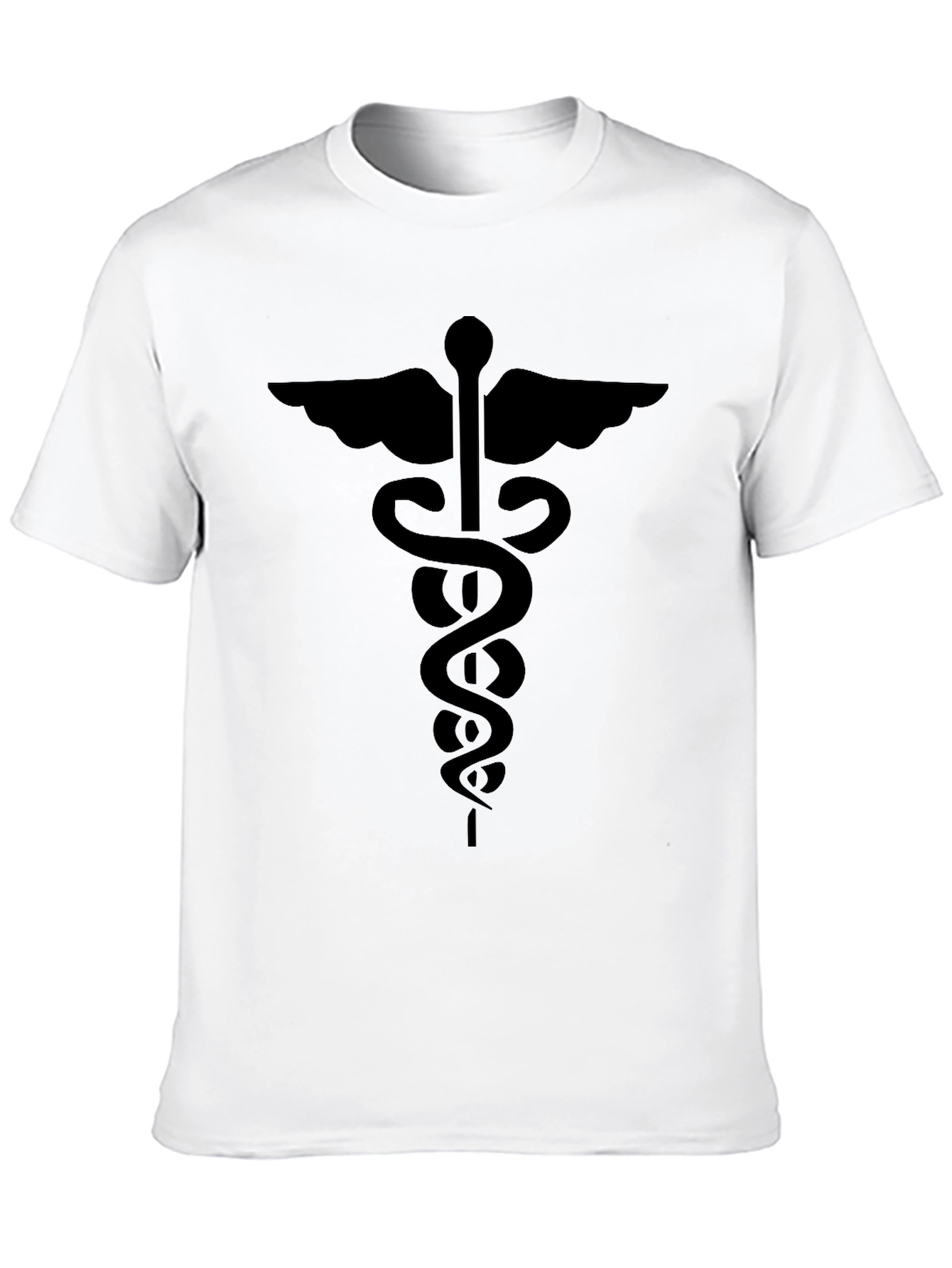 Caduceus Symbol Graphic T-Shirt - Black