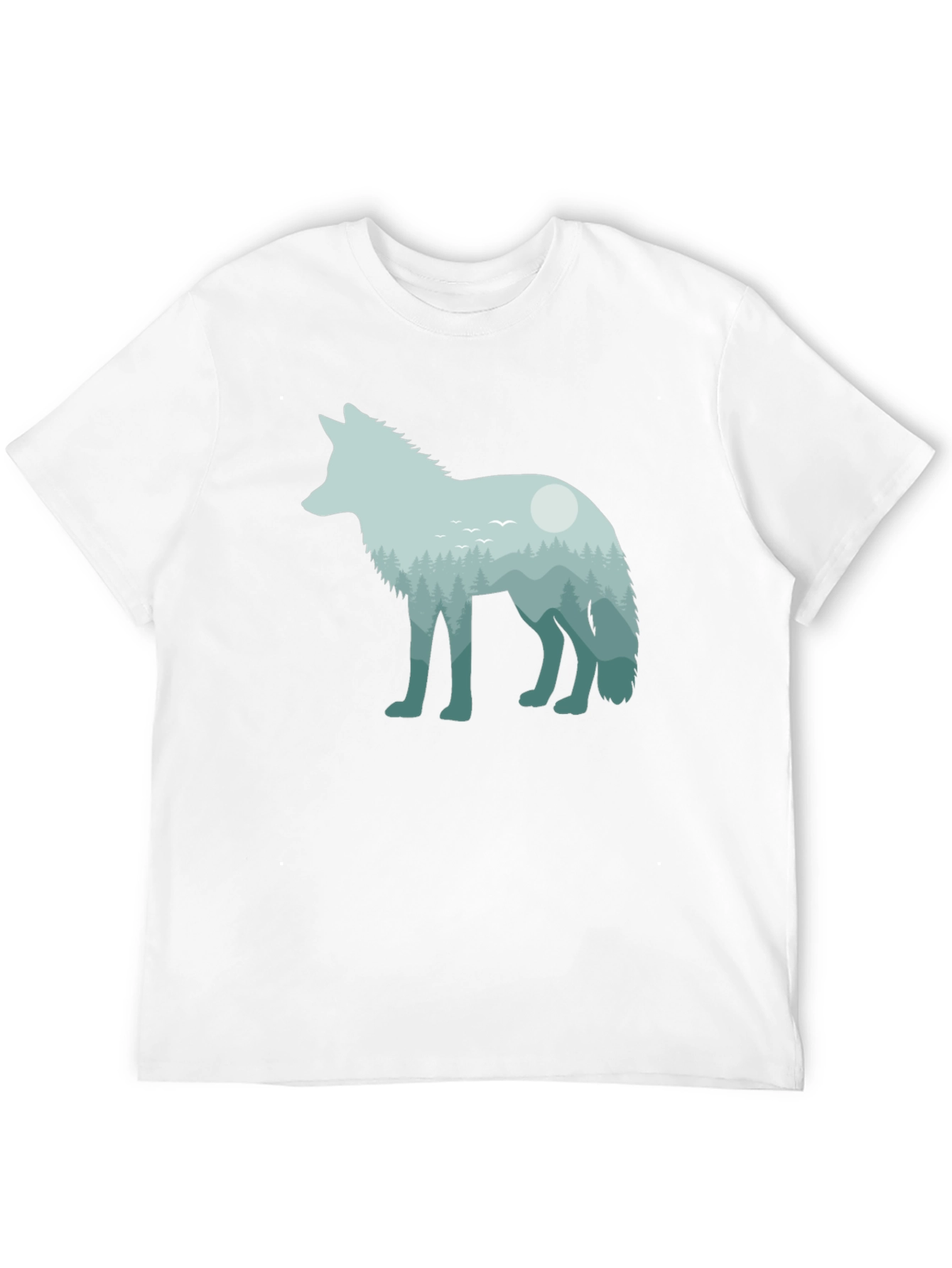 Wolf Nature Scene Graphic Tee - Unisex Black T-Shirt