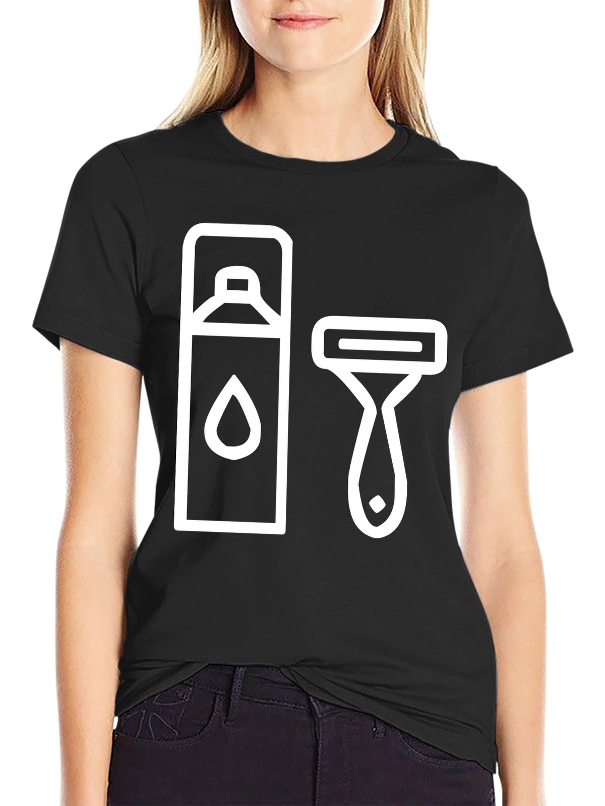 Mens Black T-Shirt with Shaving Icon