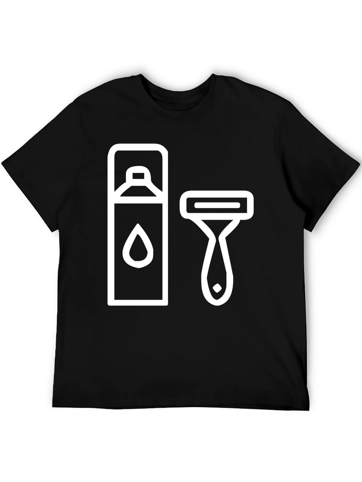 Mens Black T-Shirt with Shaving Icon