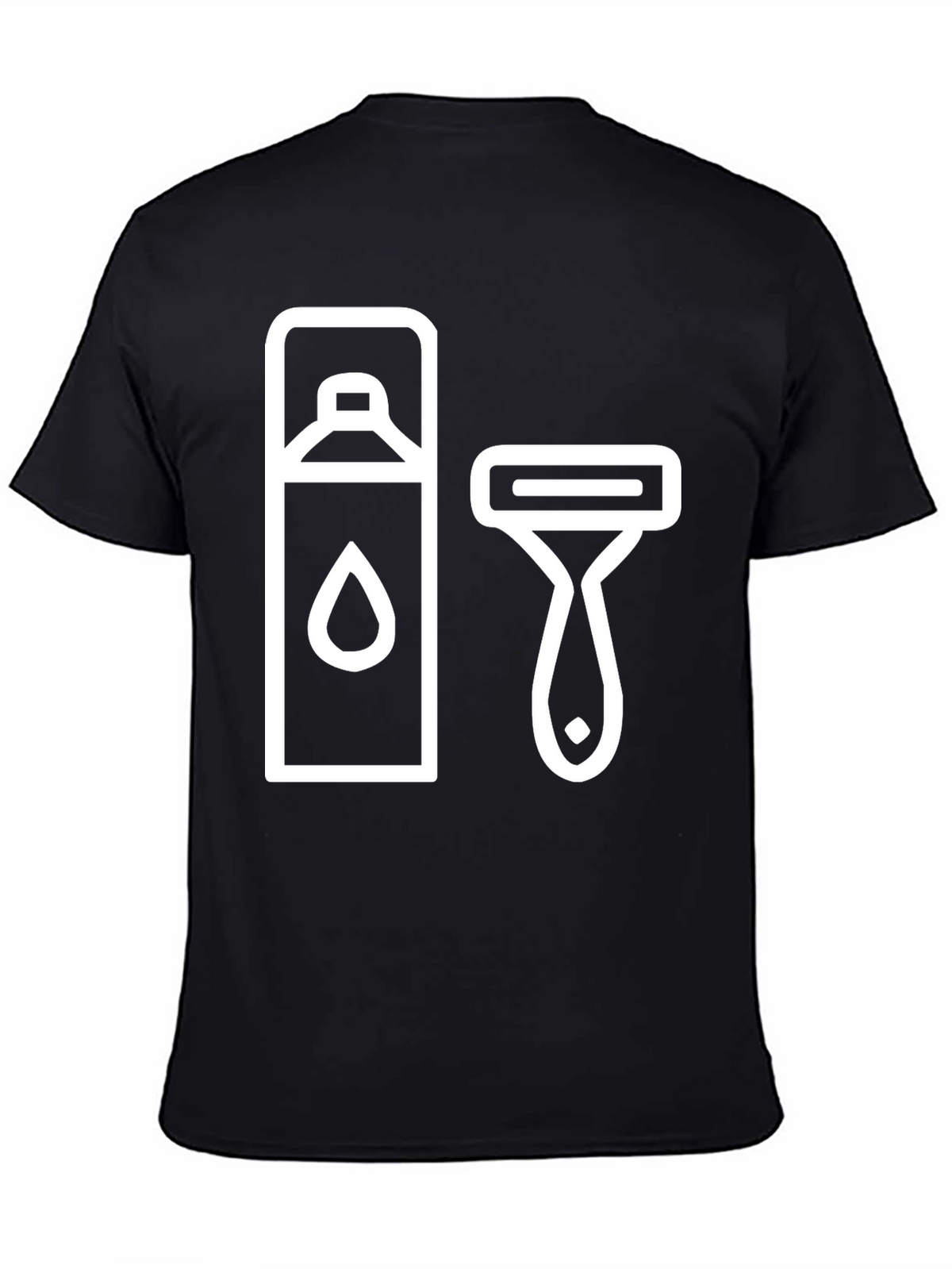 Mens Black T-Shirt with Shaving Icon