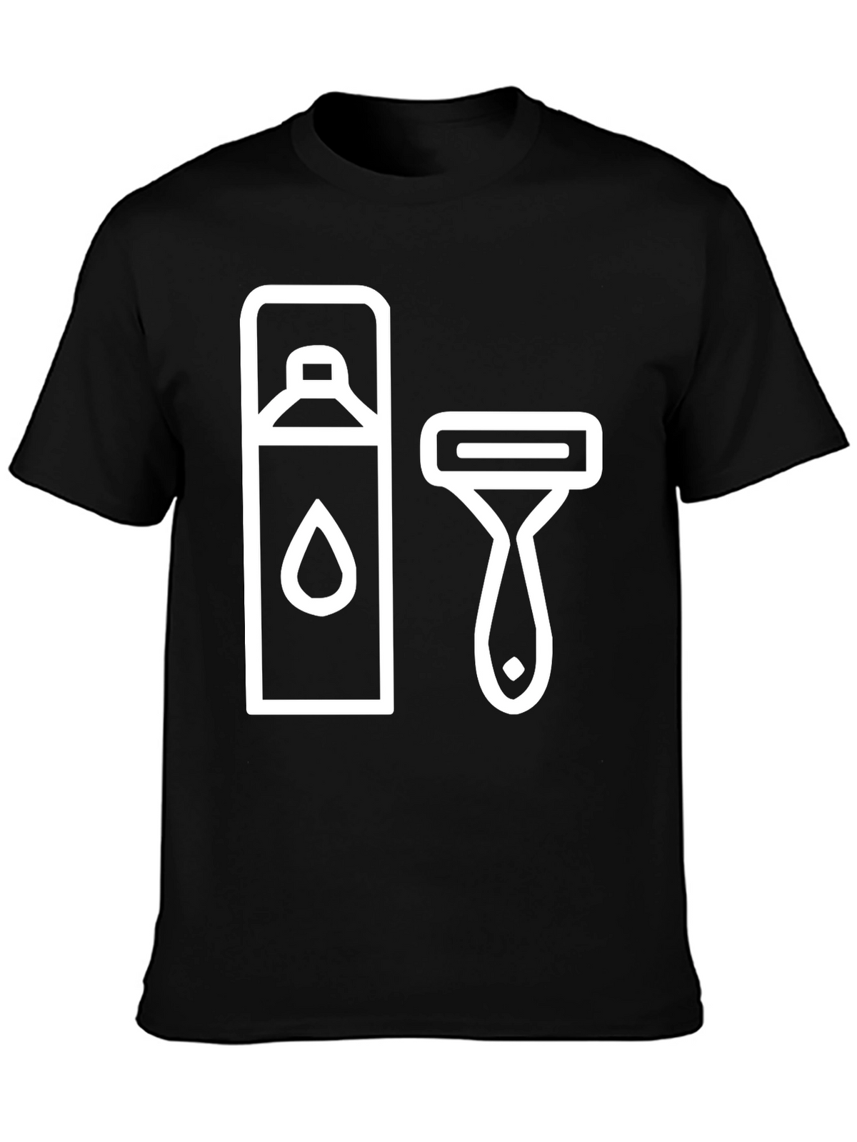 Mens Black T-Shirt with Shaving Icon