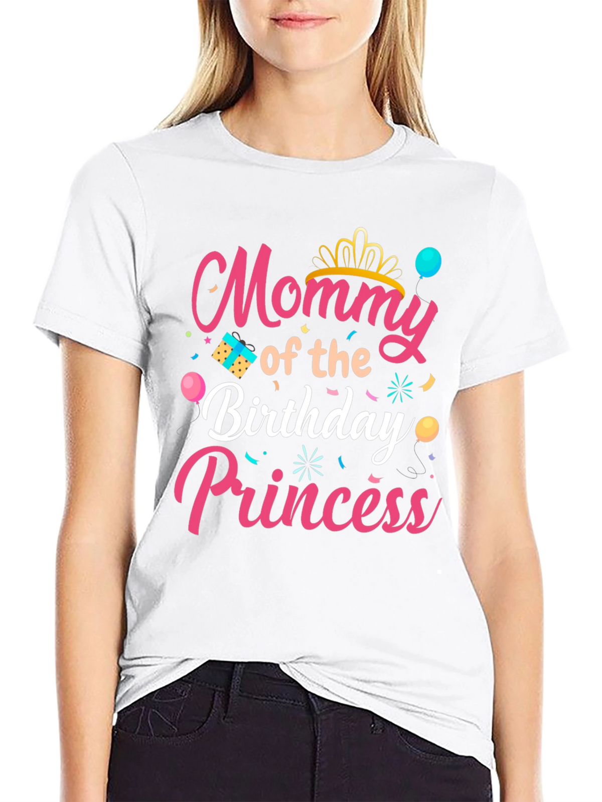 Mommy of the Birthday Princess Black T-Shirt