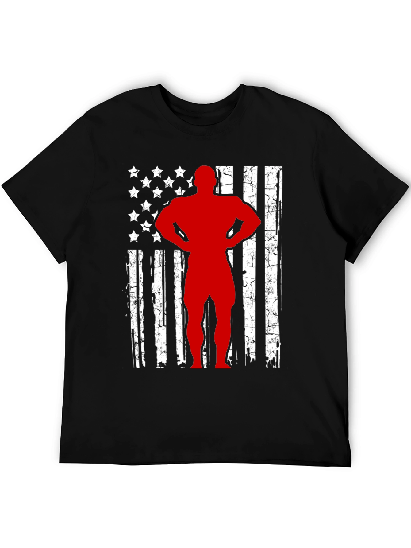 American Flag Bodybuilder Graphic T-Shirt