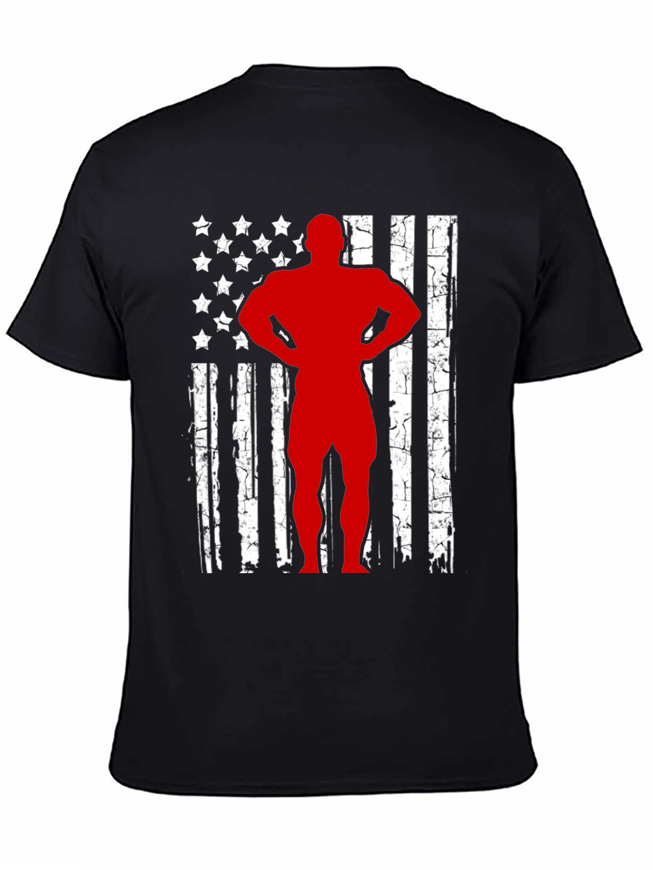 American Flag Bodybuilder Graphic T-Shirt