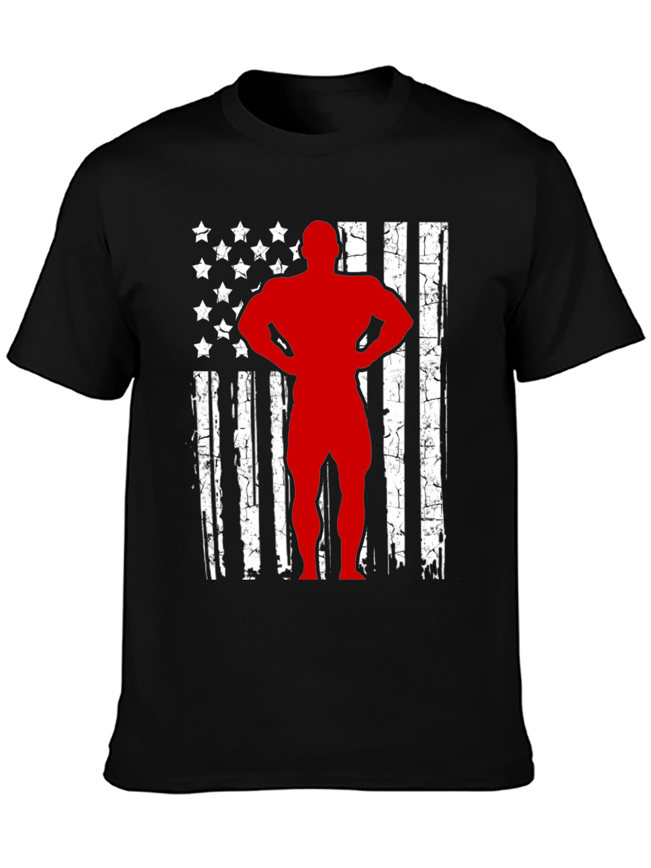American Flag Bodybuilder Graphic T-Shirt
