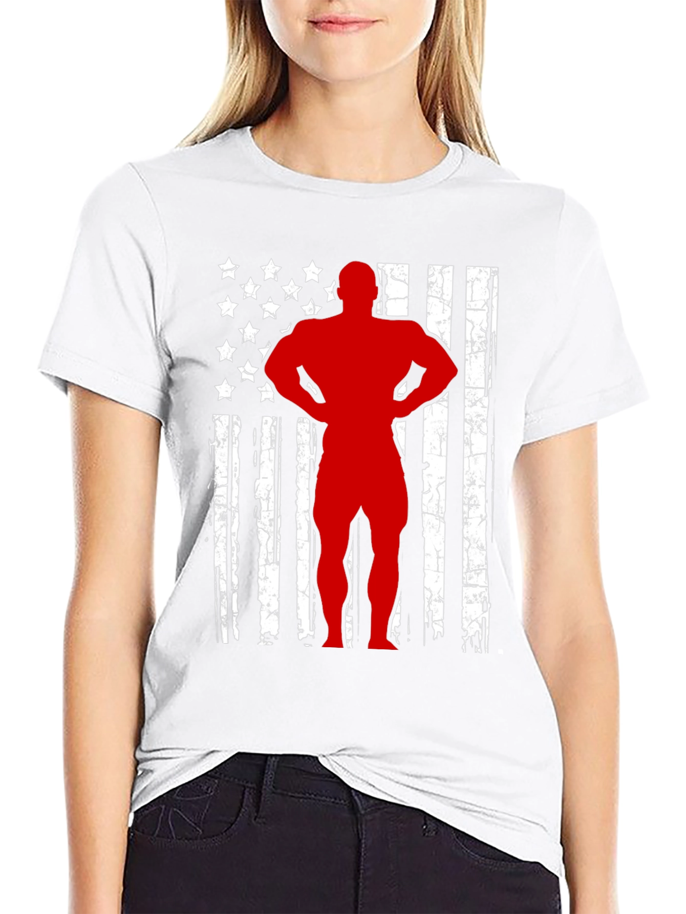 American Flag Bodybuilder Graphic T-Shirt