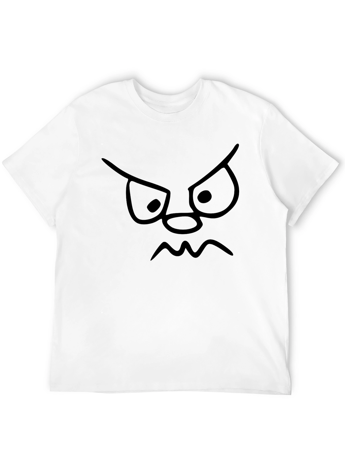 Angry Face Black T-Shirt - Funny Cartoon Graphic Tee