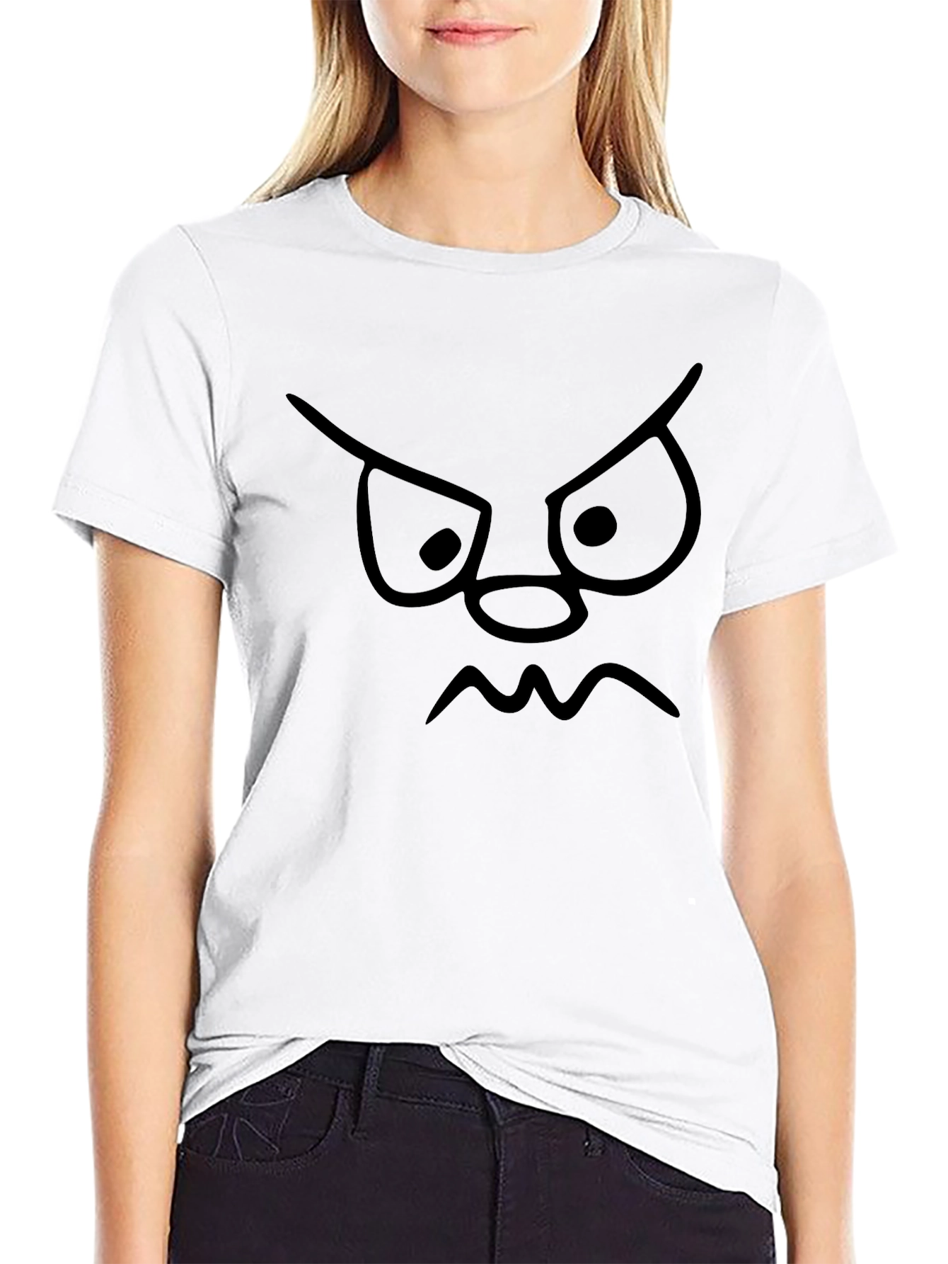 Angry Face Black T-Shirt - Funny Cartoon Graphic Tee