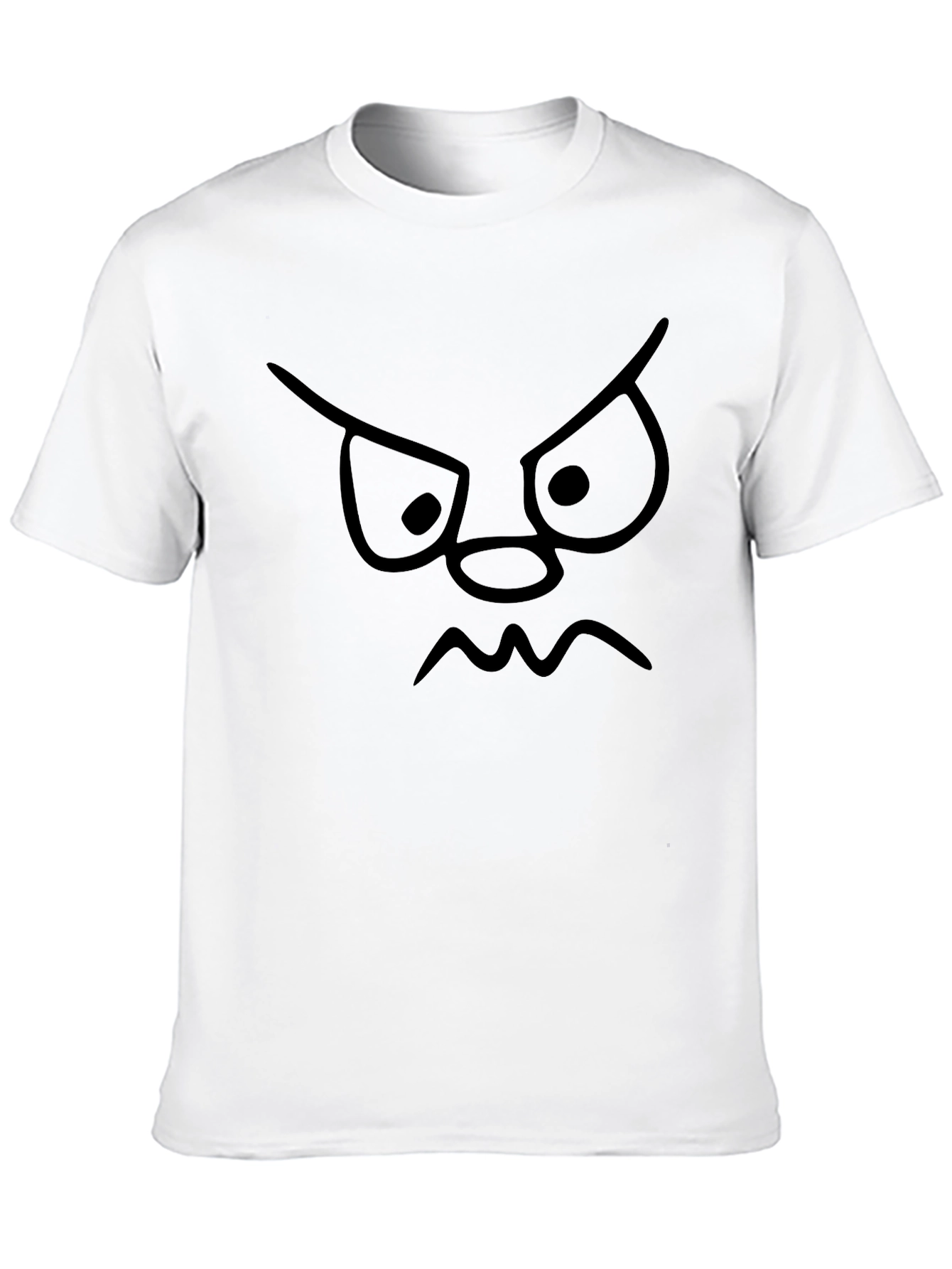Angry Face Black T-Shirt - Funny Cartoon Graphic Tee