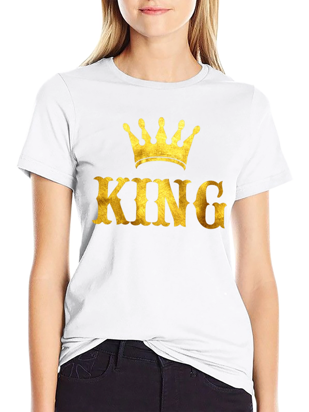 King Crown Gold Print Black T-Shirt