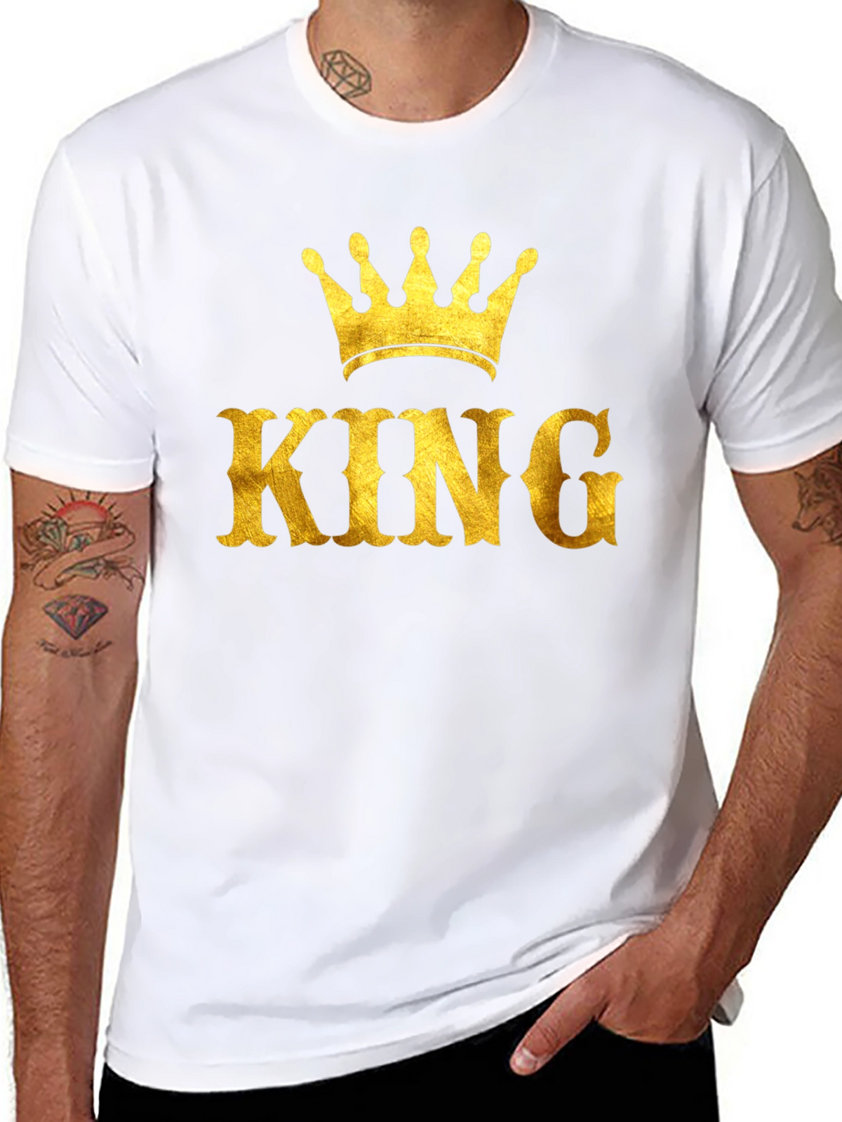King Crown Gold Print Black T-Shirt