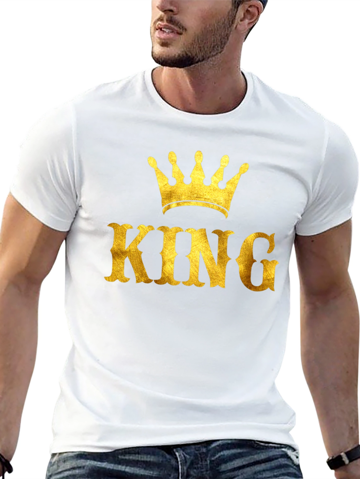King Crown Gold Print Black T-Shirt