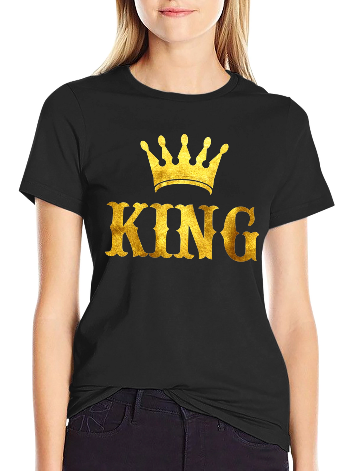 King Crown Gold Print Black T-Shirt