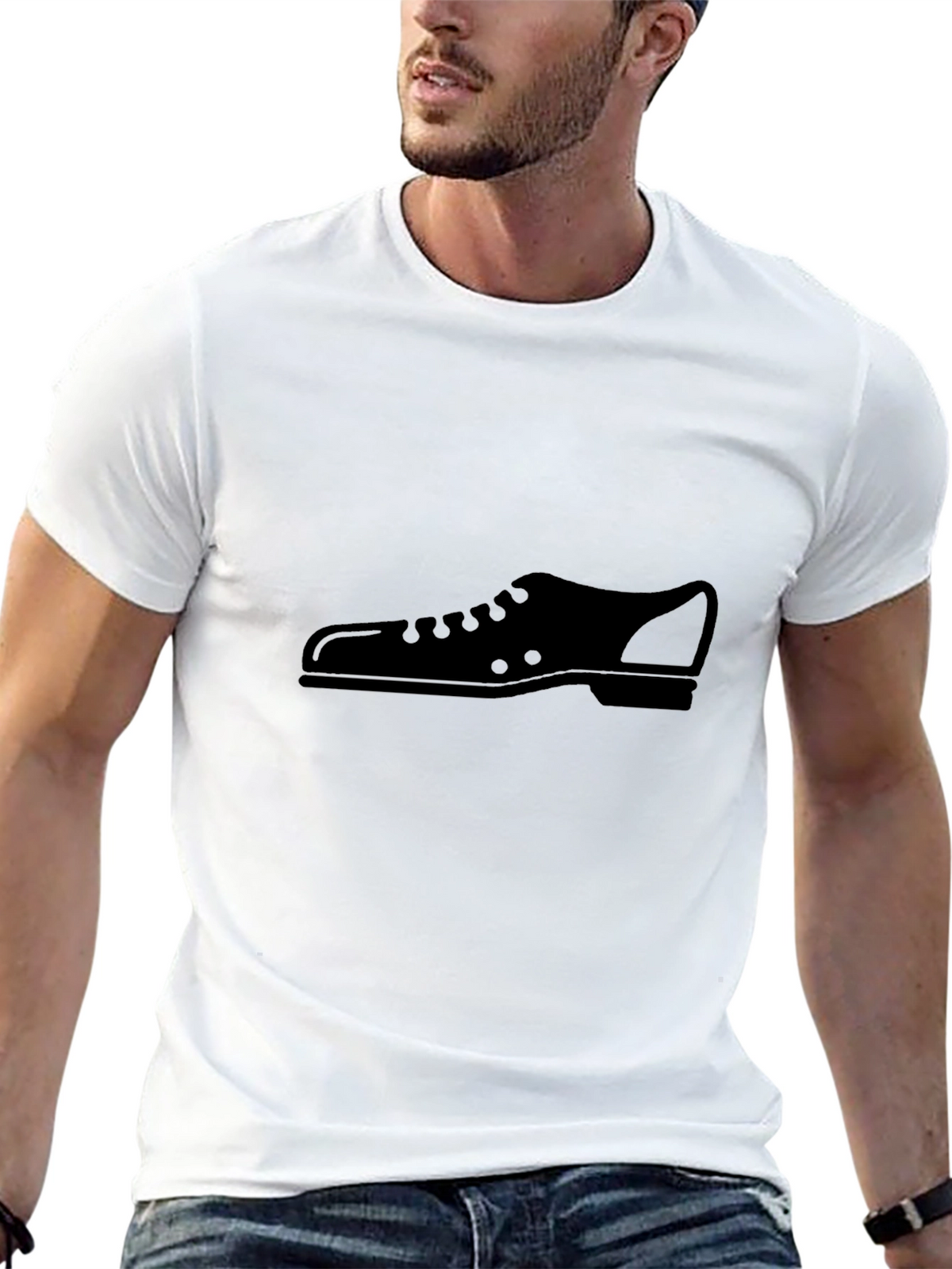 Mens Black T-Shirt with Shoe Graphic