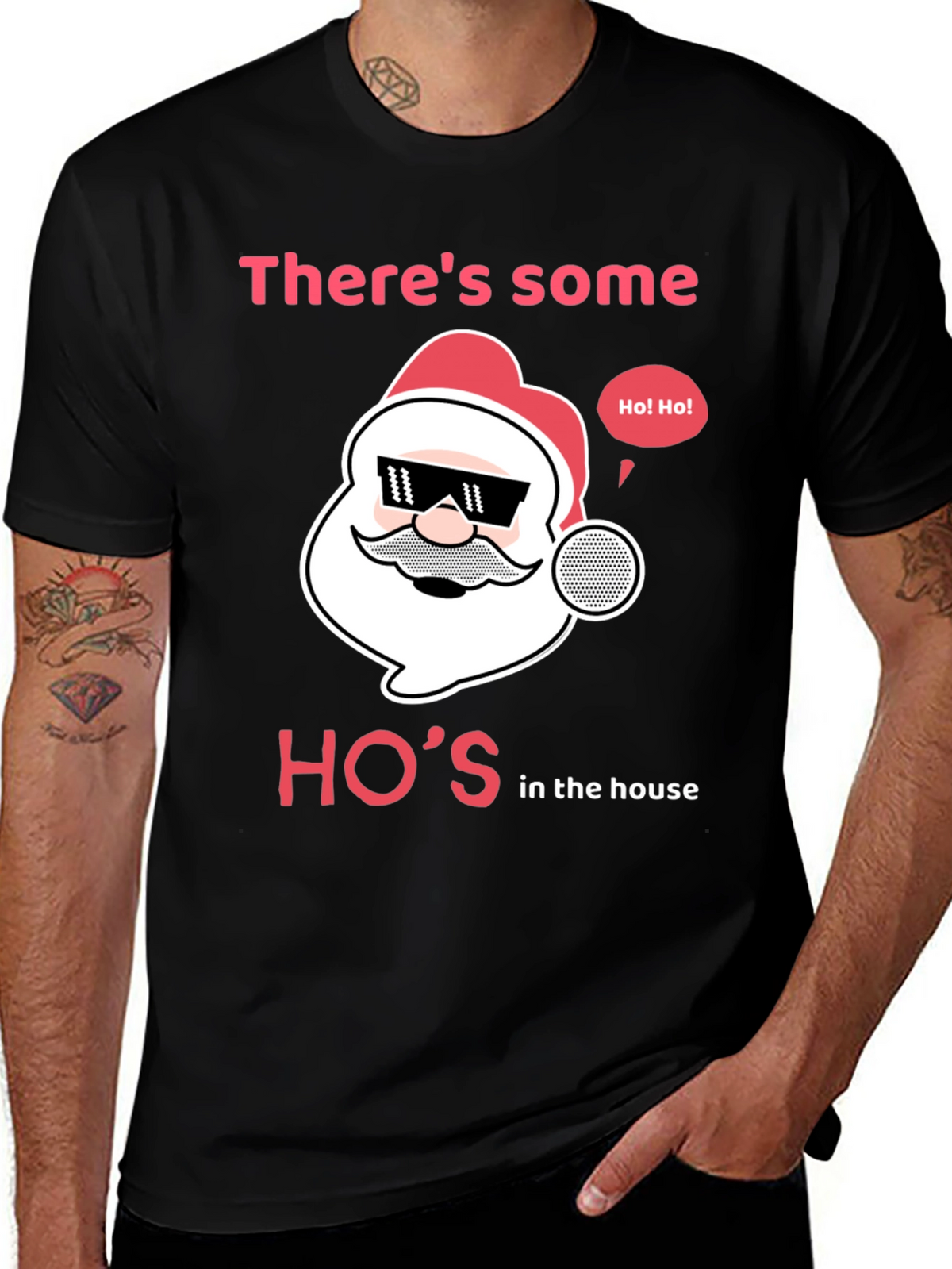 Funny Christmas Santa Hos in the House T-Shirt