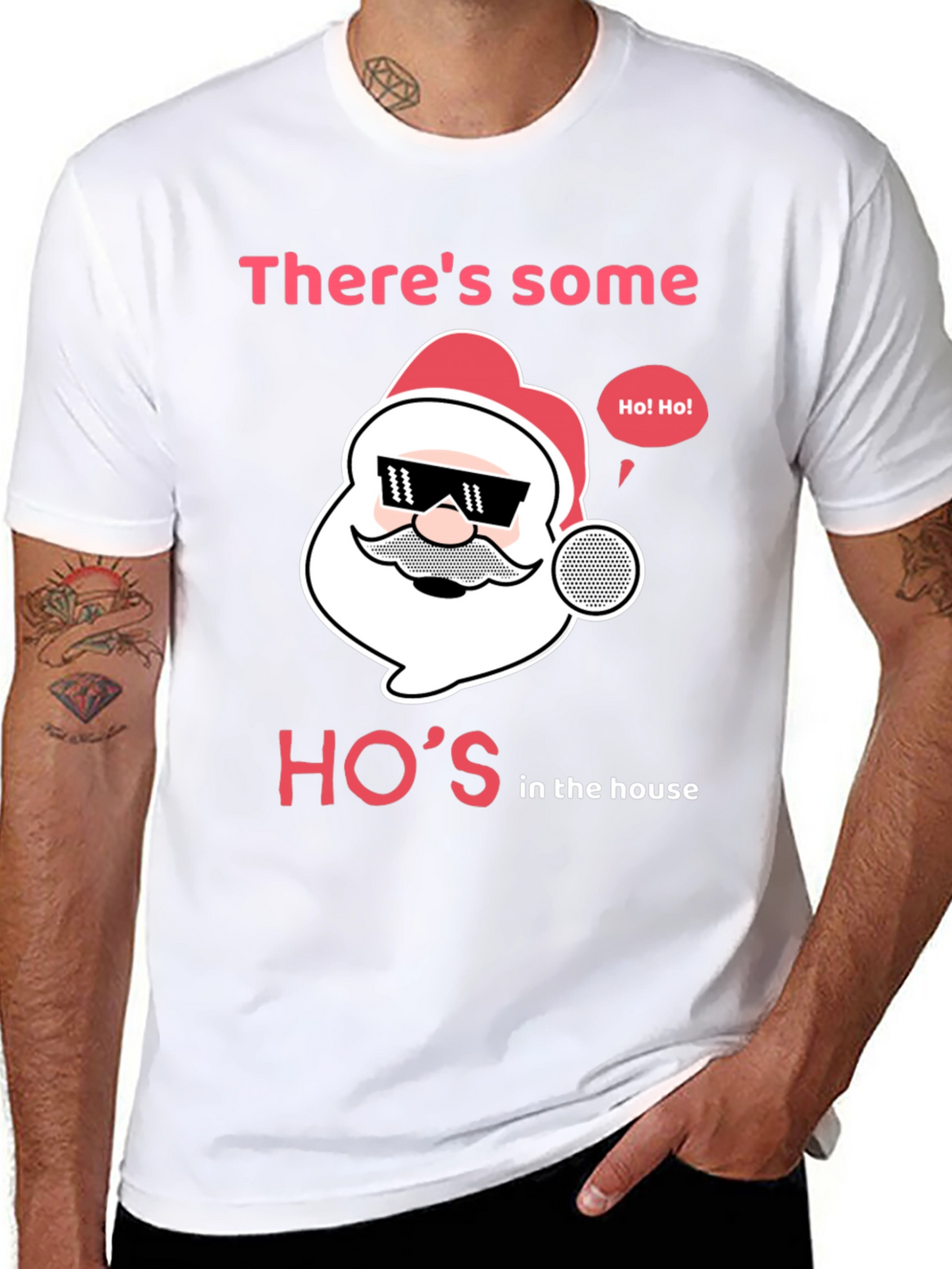 Funny Christmas Santa Hos in the House T-Shirt