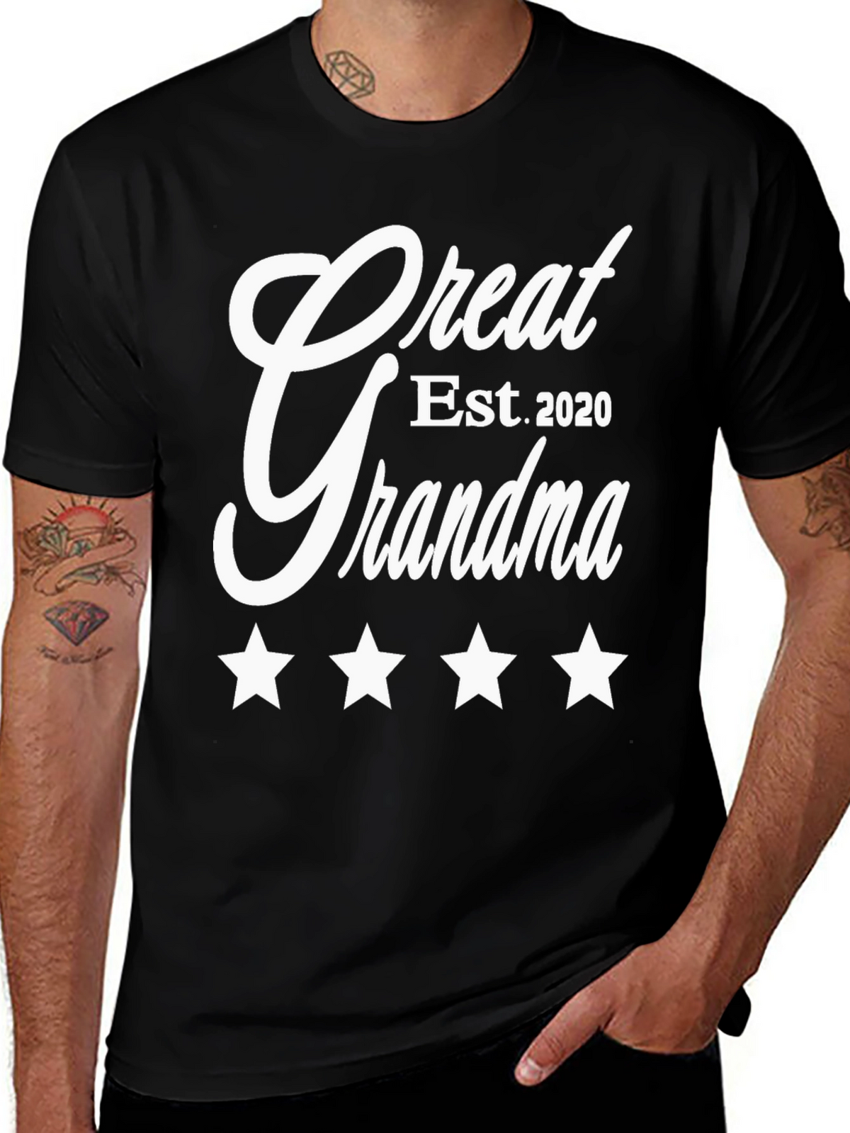 Great Grandma Est. 2020 Black T-Shirt