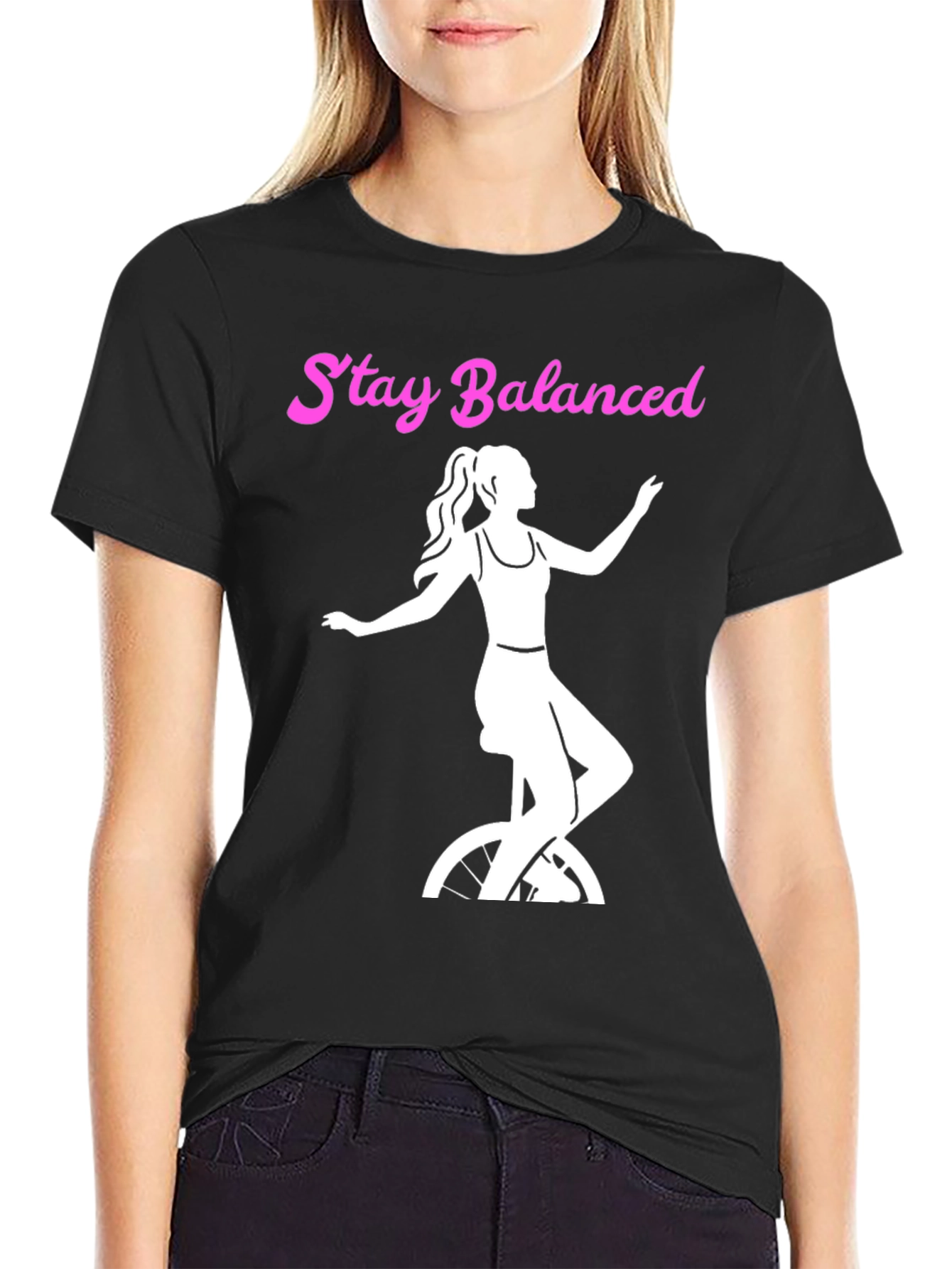 Stay Balanced Graphic Tee - Unicycle Design
